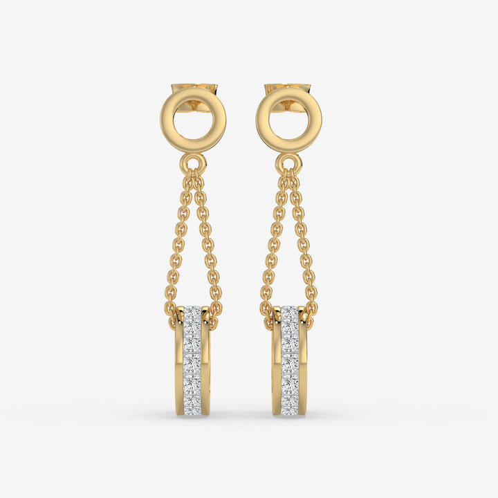 Yellow Gold Princess-Cut Diamond Drop Earrings with 0.48 CT Diamond