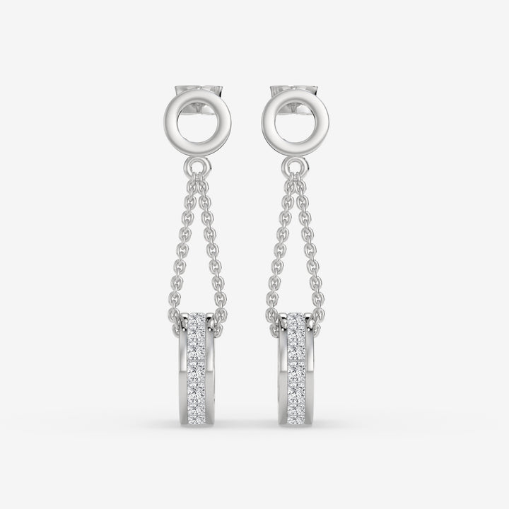 White Gold Princess-Cut Diamond Drop Earrings with 0.48 CT Diamond