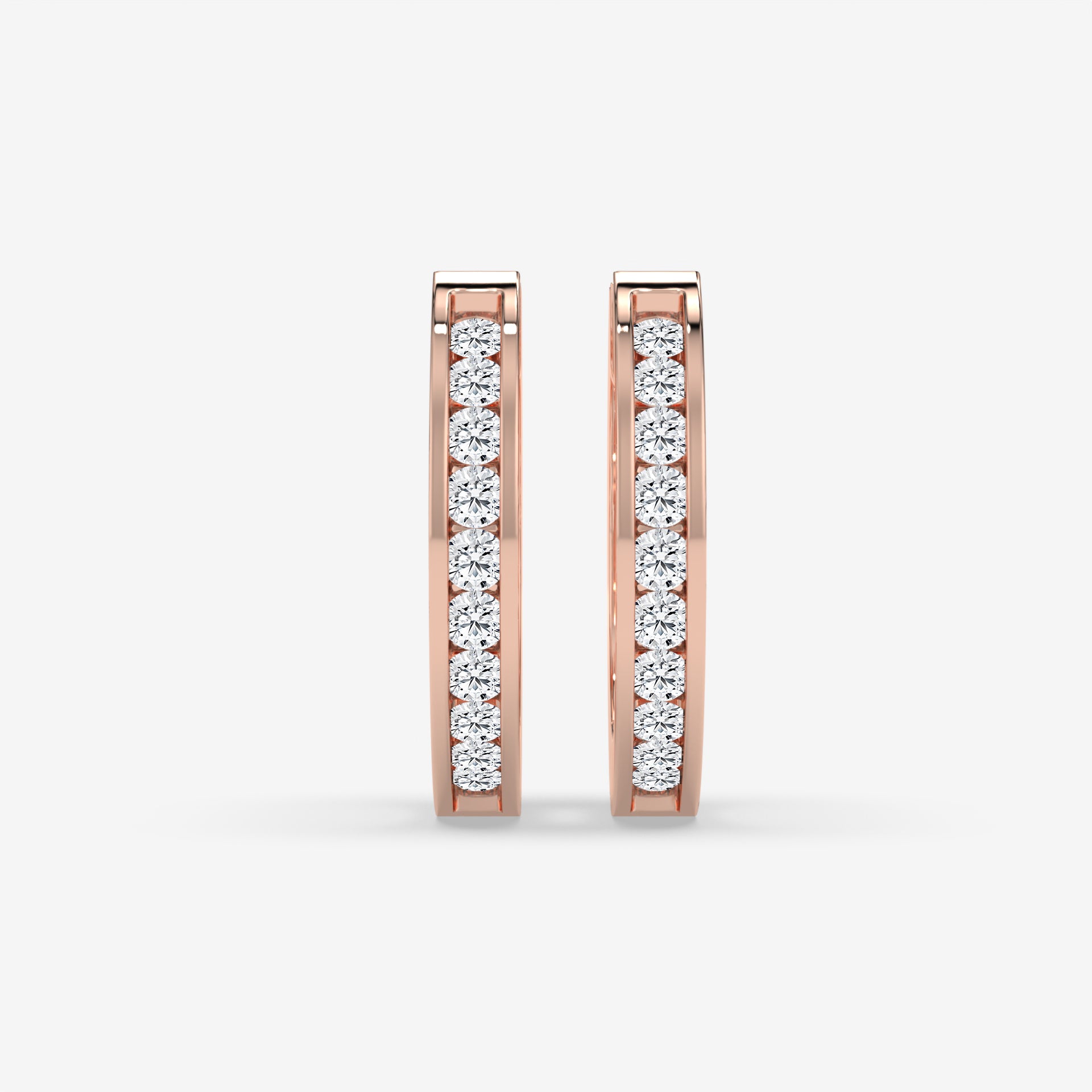 Rose Gold Classic Diamond Hoop Earrings