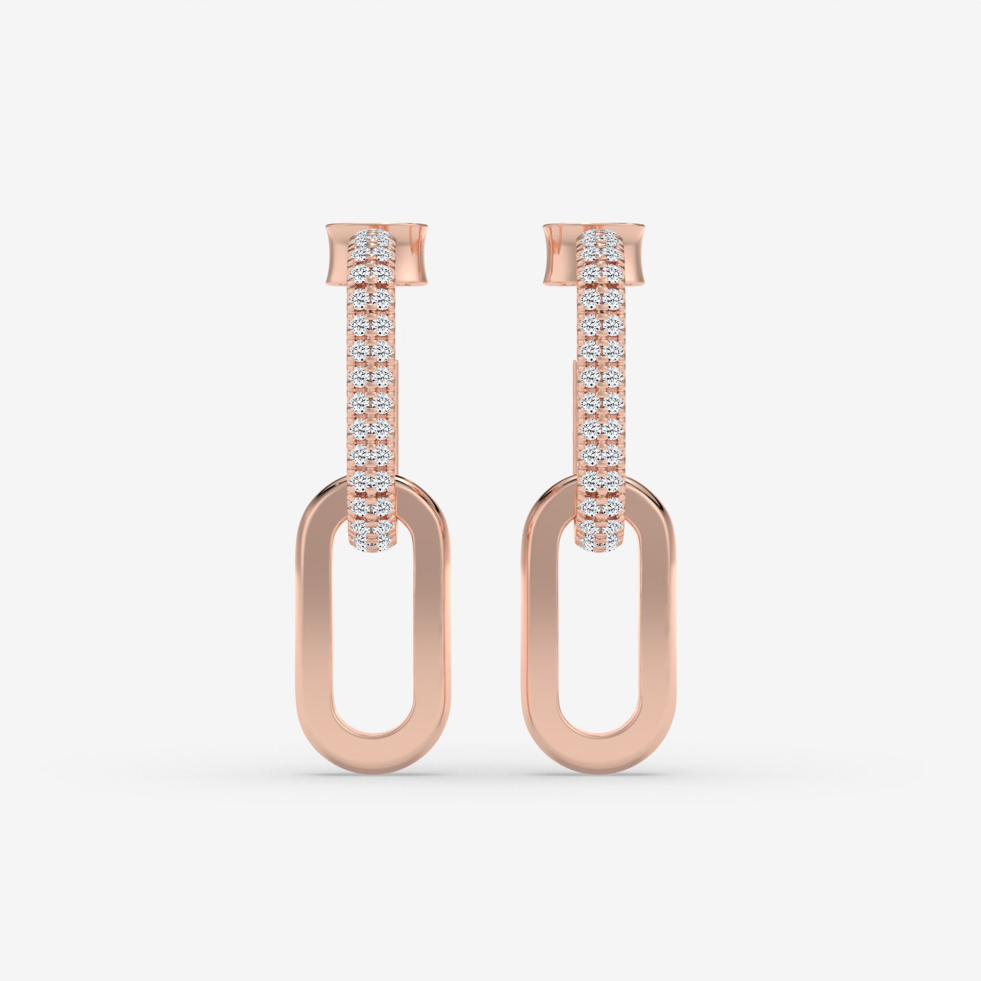 Rose Gold Round Cut Hoop Earrings with 0.50 CT Diamonds in 14K Gold