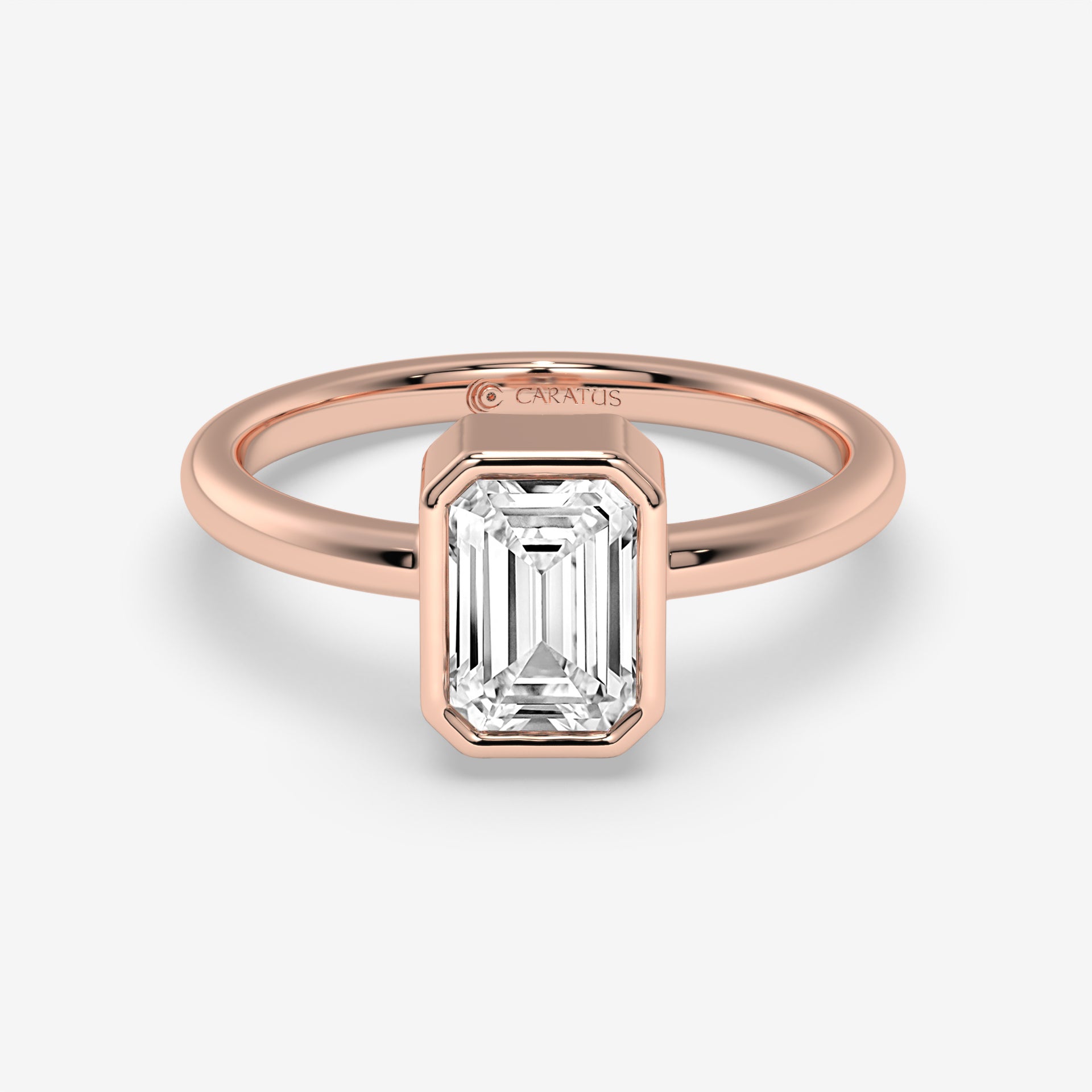 1.00 CT Rose Gold Emerald-Cut Diamond Engagement Ring