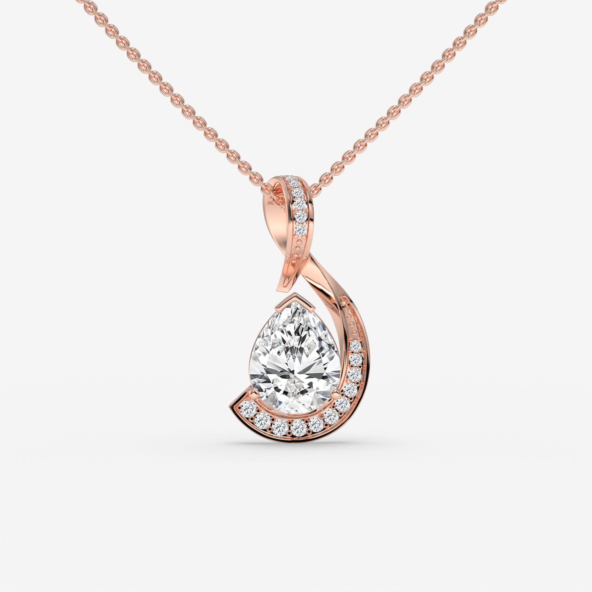 Yellow Gold Pear-Shaped Diamond Pendant with Round Diamonds