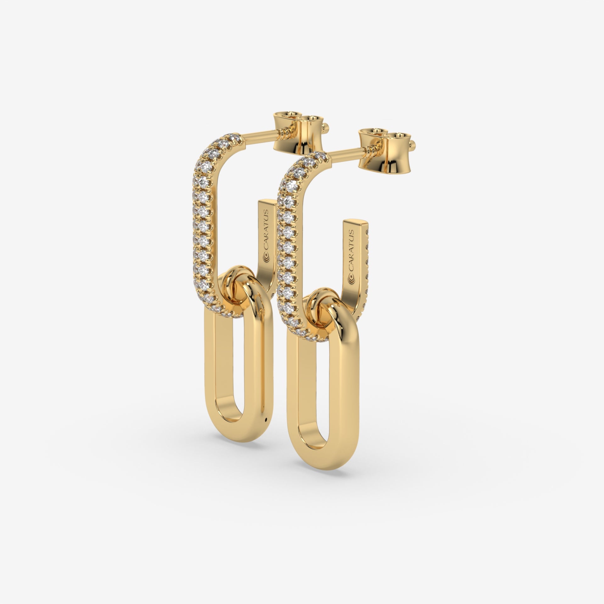 Yellow Gold Round Cut Hoop Earrings with 0.50 CT Diamonds in 14K Gold