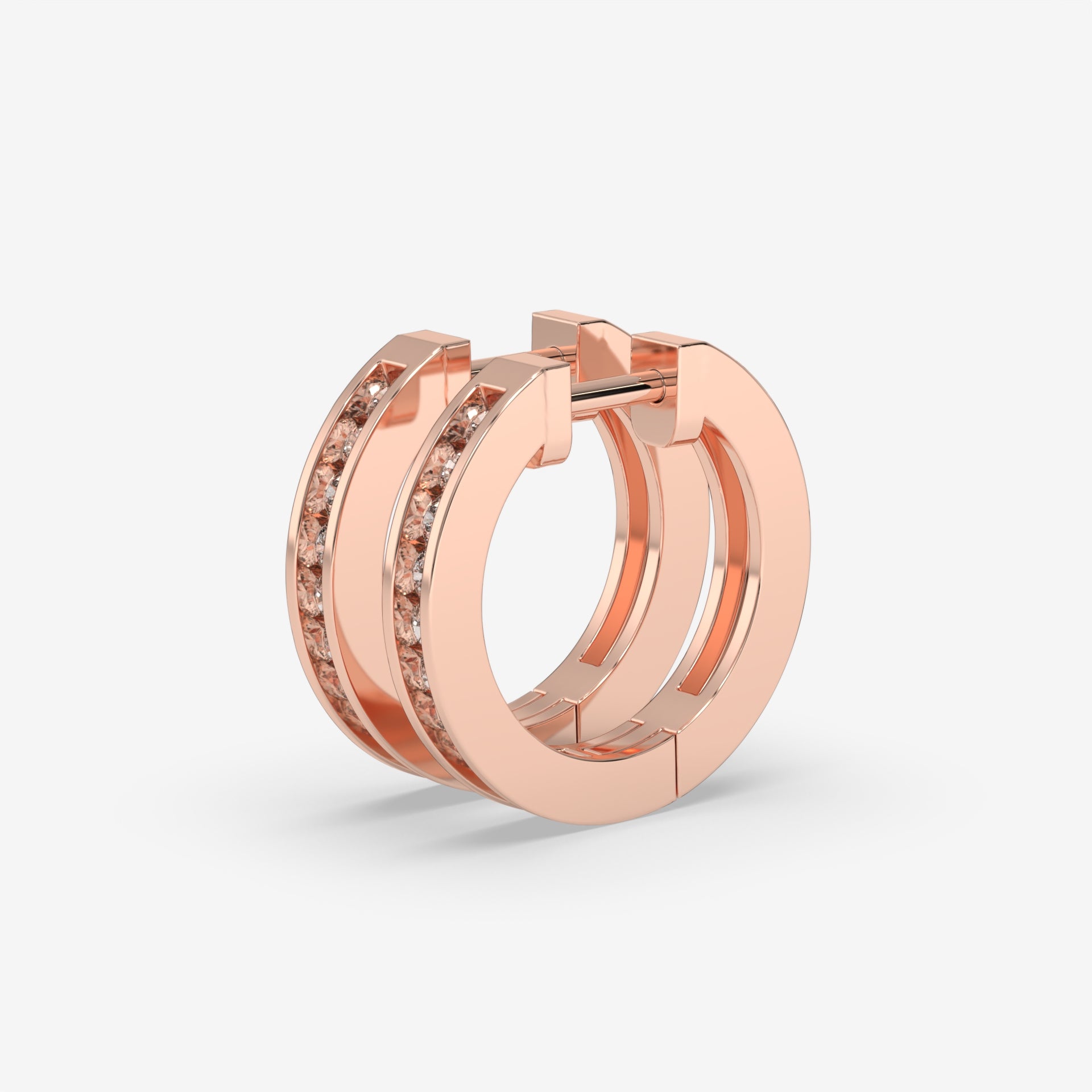 Rose Gold Classic Diamond Hoop Earrings