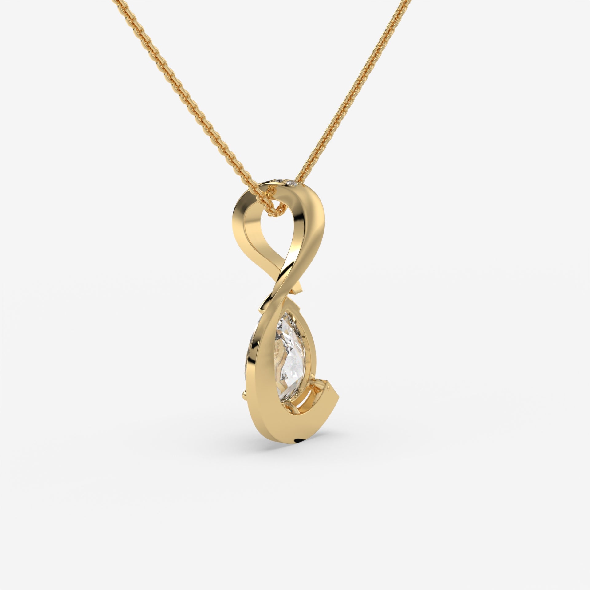 Yellow Gold Pear-Shaped Diamond Pendant with Round Diamonds
