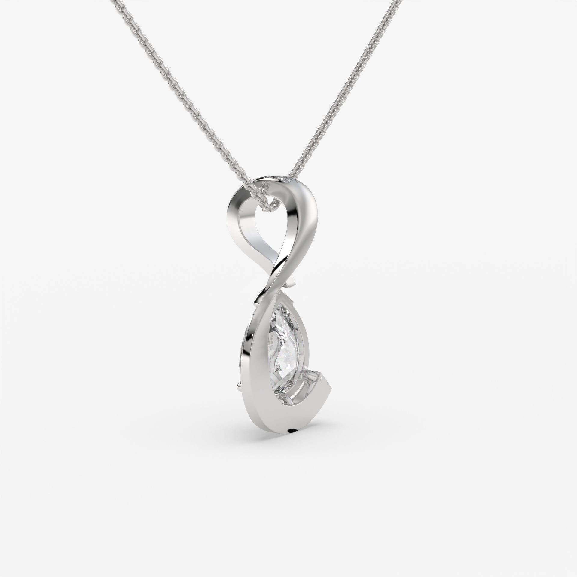 White Gold Pear-Shaped Diamond Pendant with Round Diamonds
