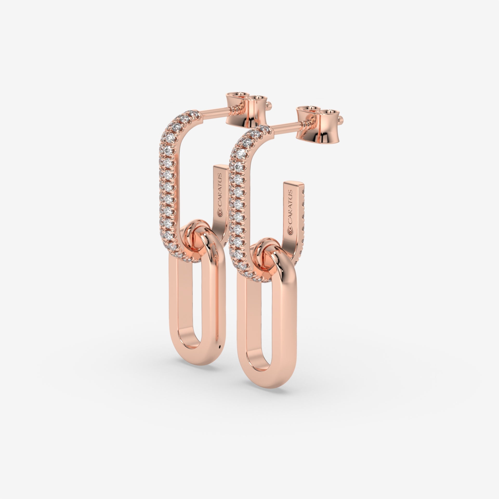 Rose Gold Round Cut Hoop Earrings with 0.50 CT Diamonds in 14K Gold