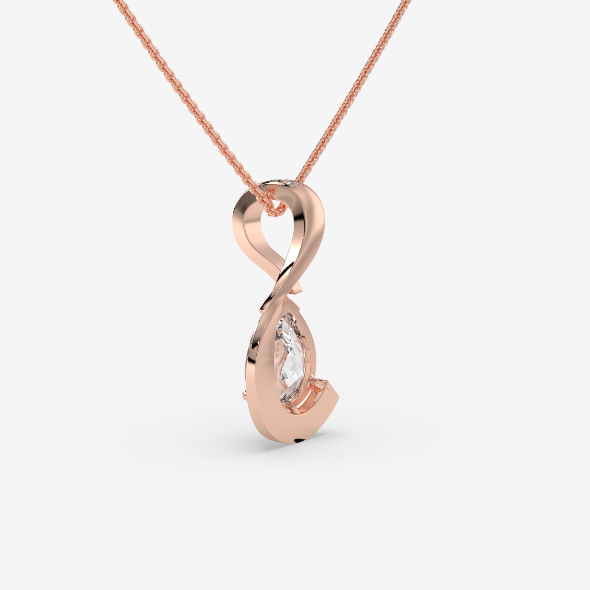 Rose Gold Pear-Shaped Diamond Pendant with Round Diamonds
