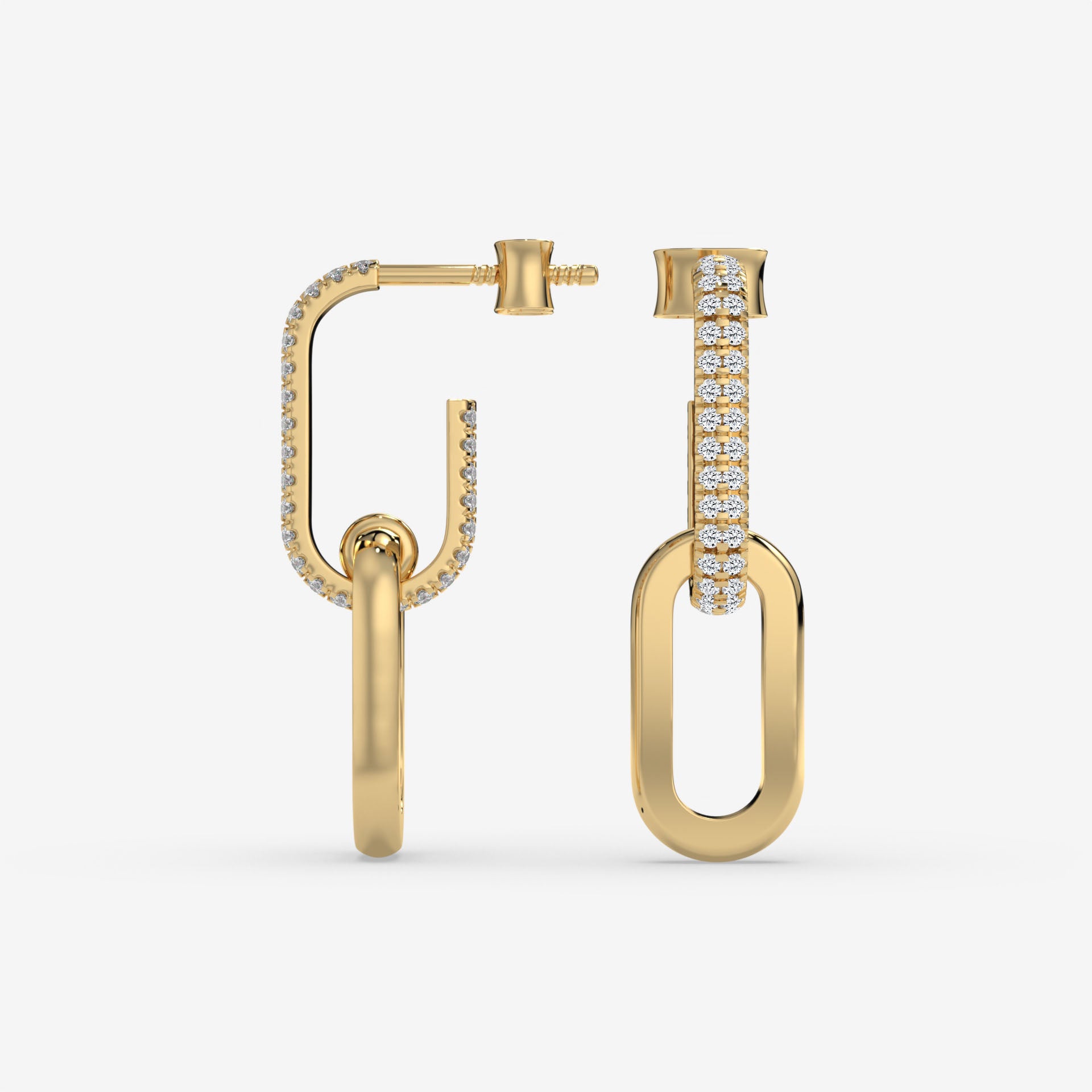 Yellow Gold Round Cut Hoop Earrings with 0.50 CT Diamonds in 14K Gold