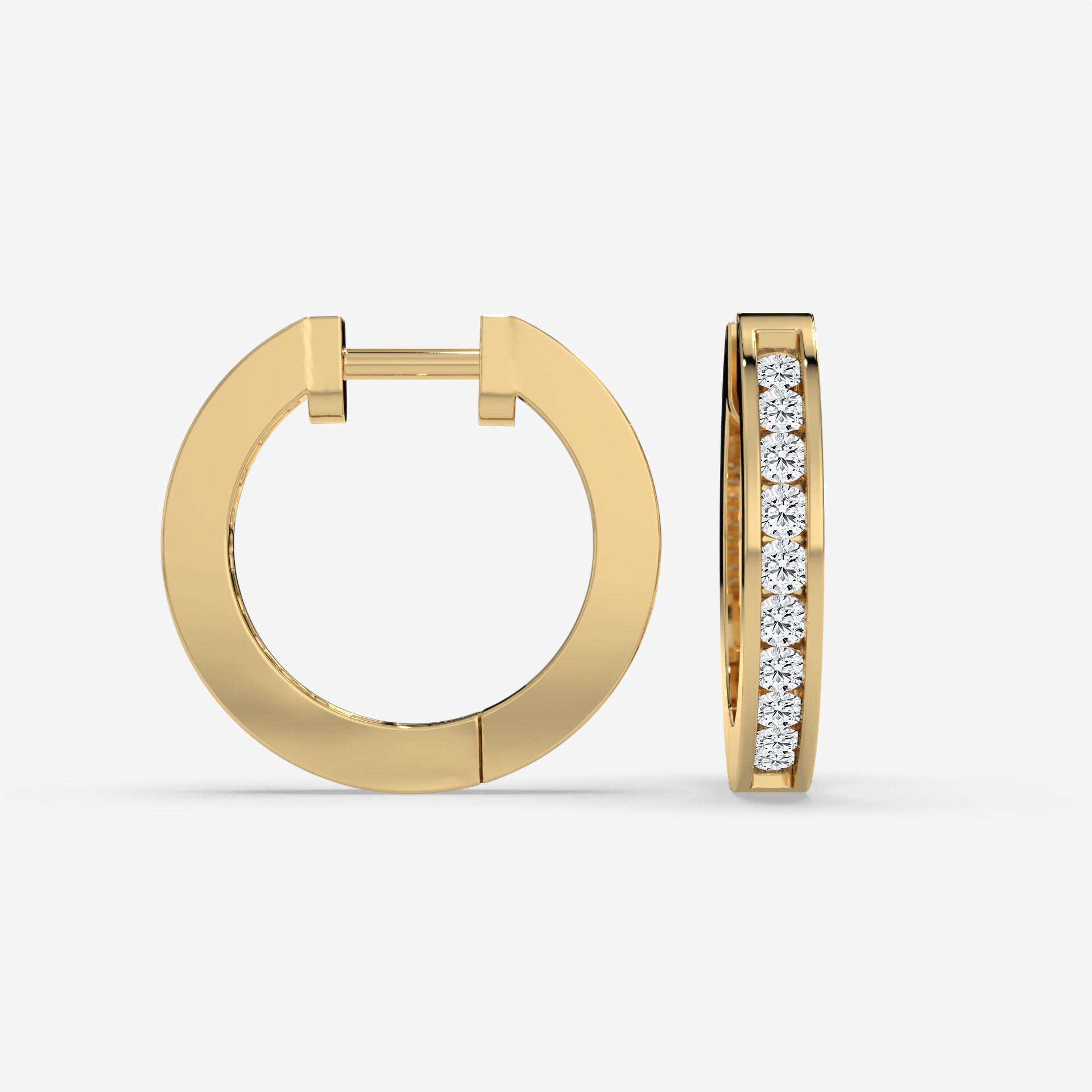 Yellow Gold Classic Diamond Hoop Earrings