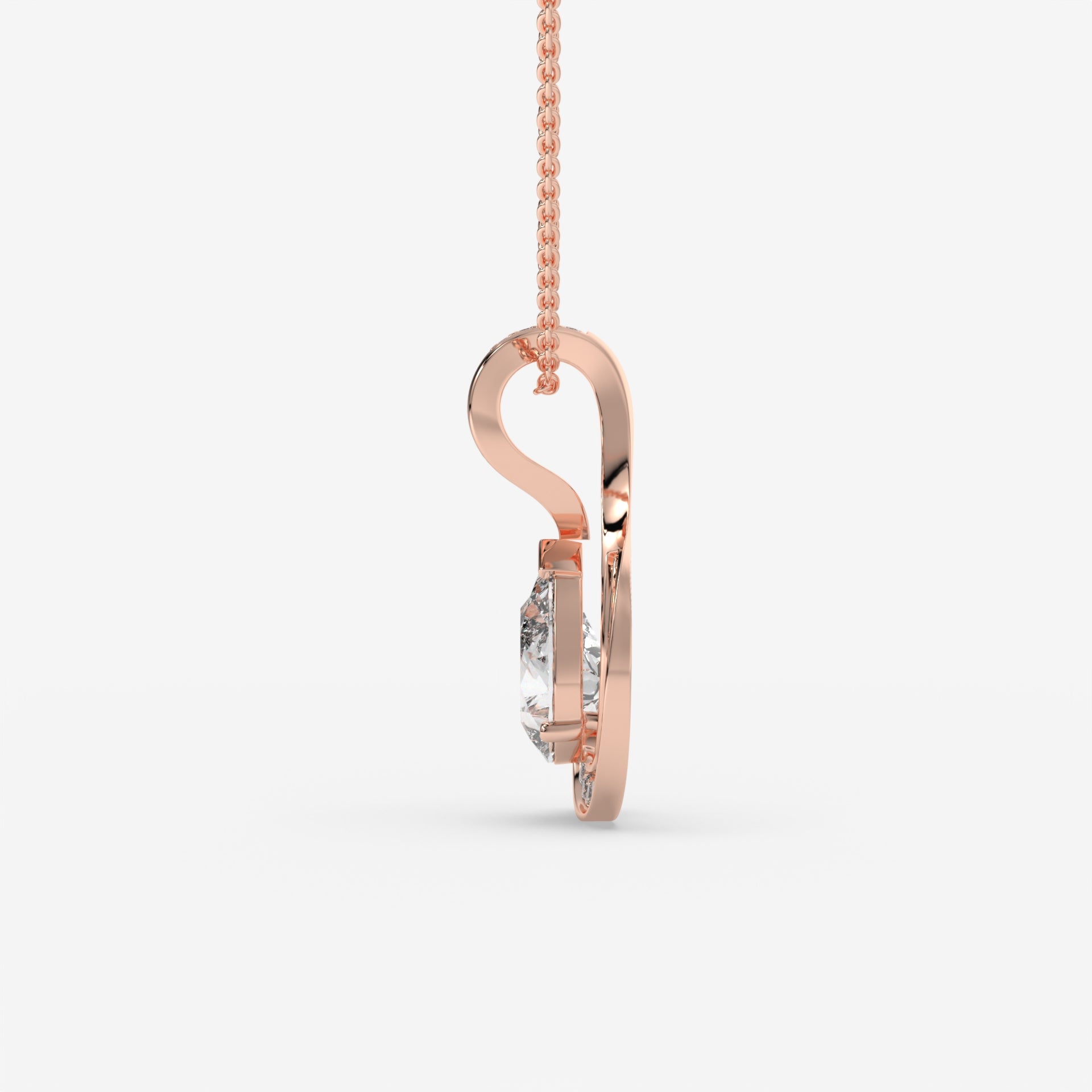 Rose Gold Pear-Shaped Diamond Pendant with Round Diamonds
