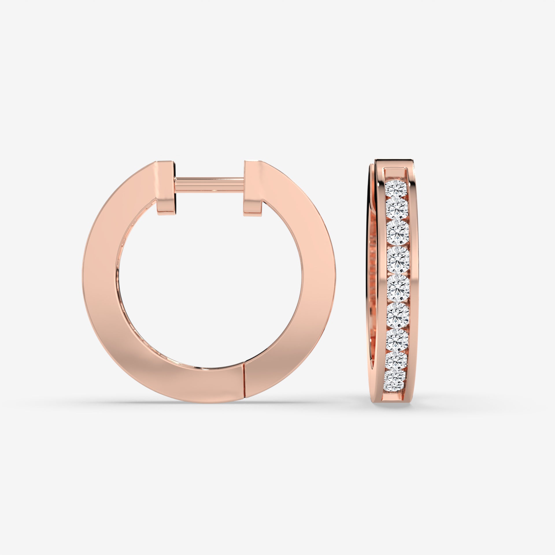 Rose Gold Classic Diamond Hoop Earrings
