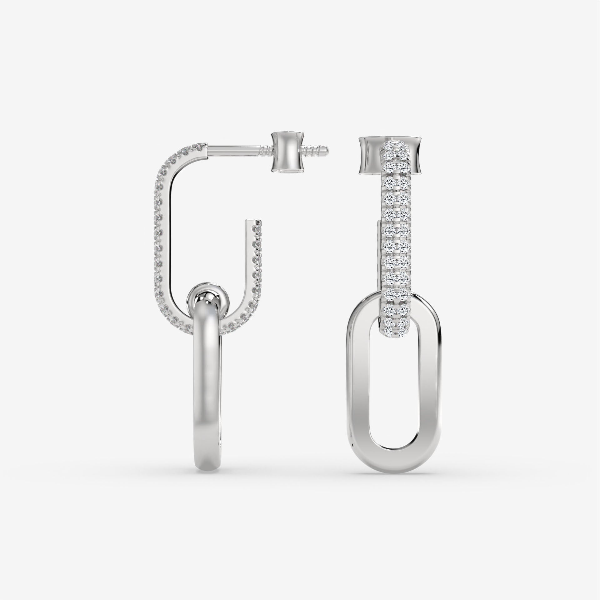 White Gold Round Cut Hoop Earrings with 0.50 CT Diamonds in 14K Gold