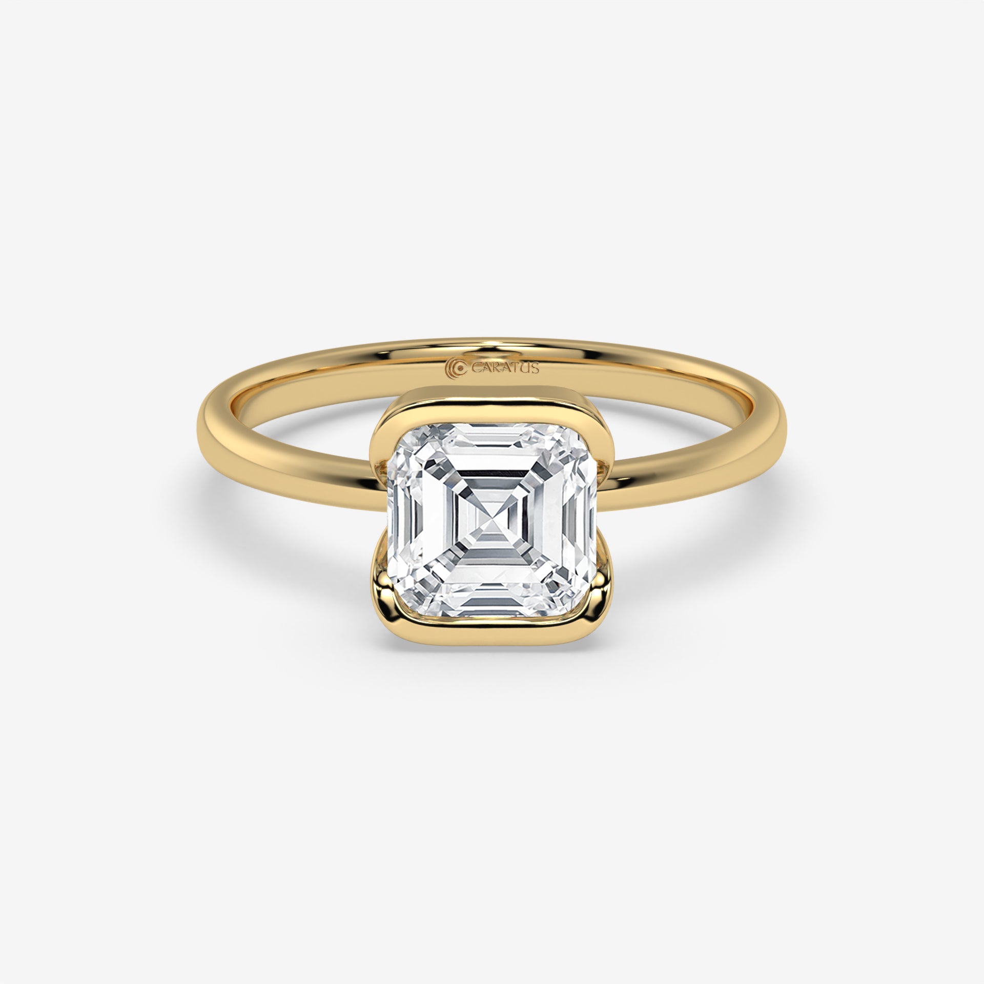 Asscher-Cut Diamond Ring with Baguette Accents in 14K White Gold
