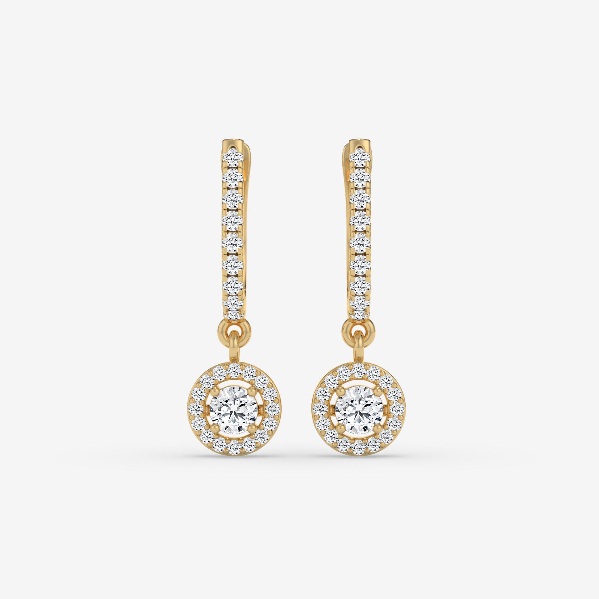 Halo Earrings in 14K White Gold with Lab-Grown Diamonds