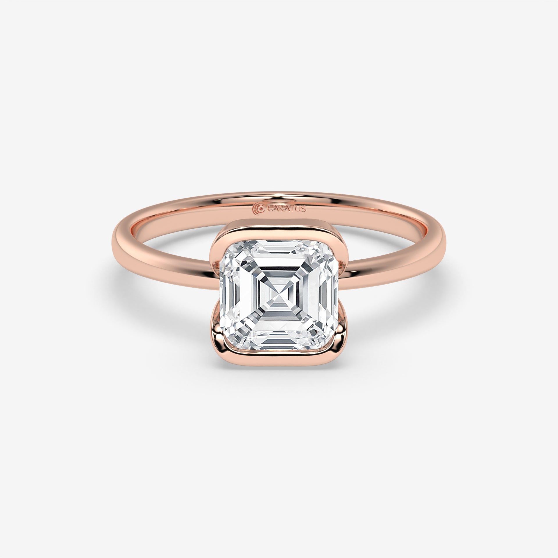 Asscher-Cut Diamond Ring with Baguette Accents in 14K Yellow Gold