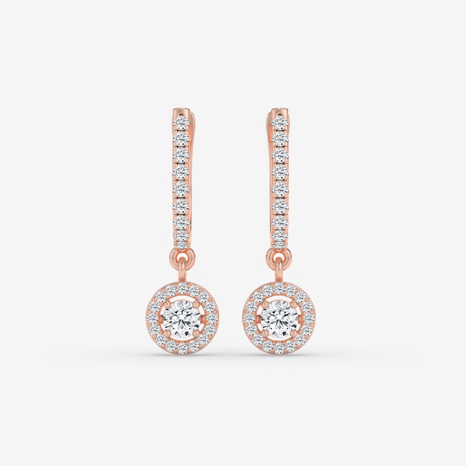 Halo Earrings in 14K White Gold with Lab-Grown Diamonds