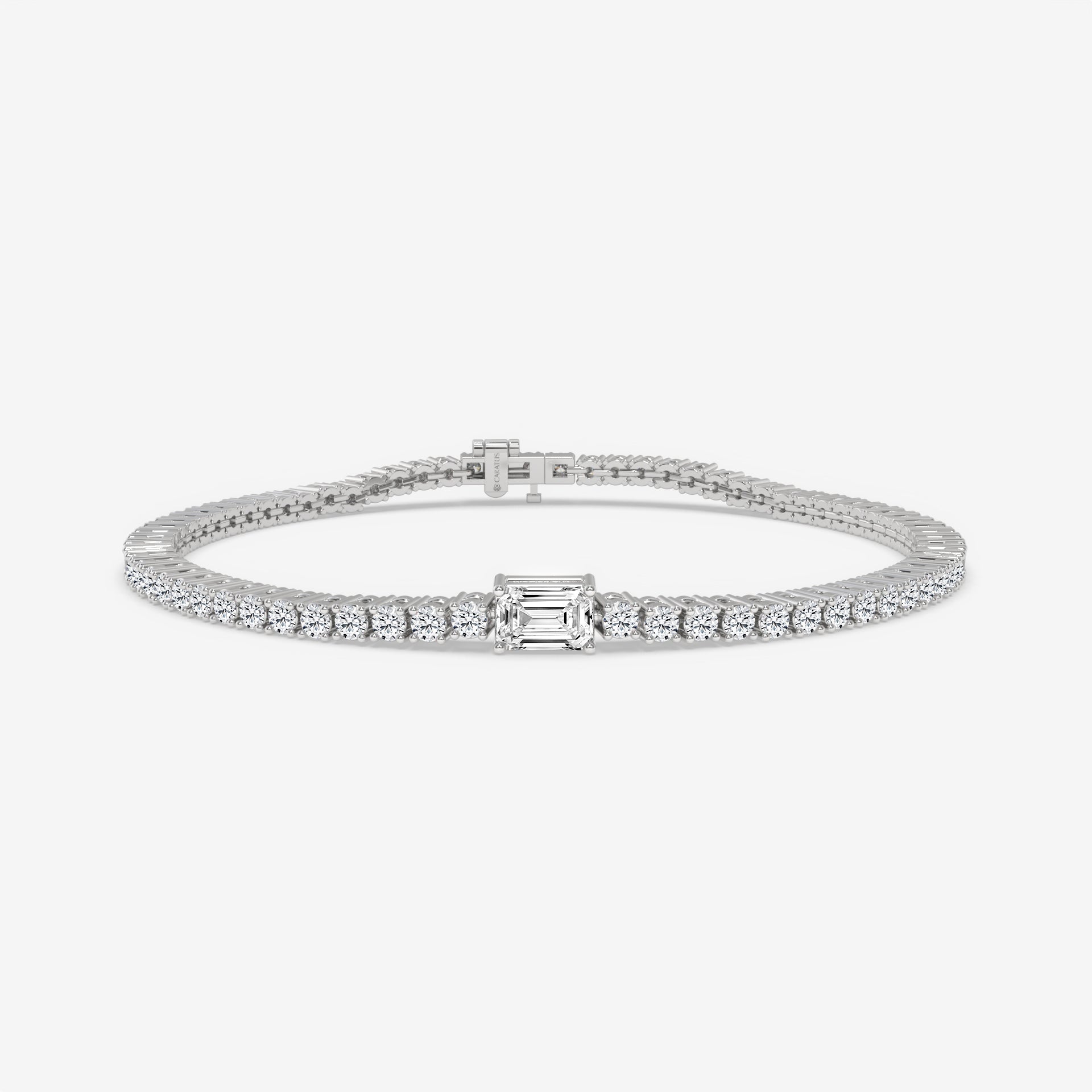 Yellow Gold Emerald-Cut Diamond Bracelet with Round Diamonds