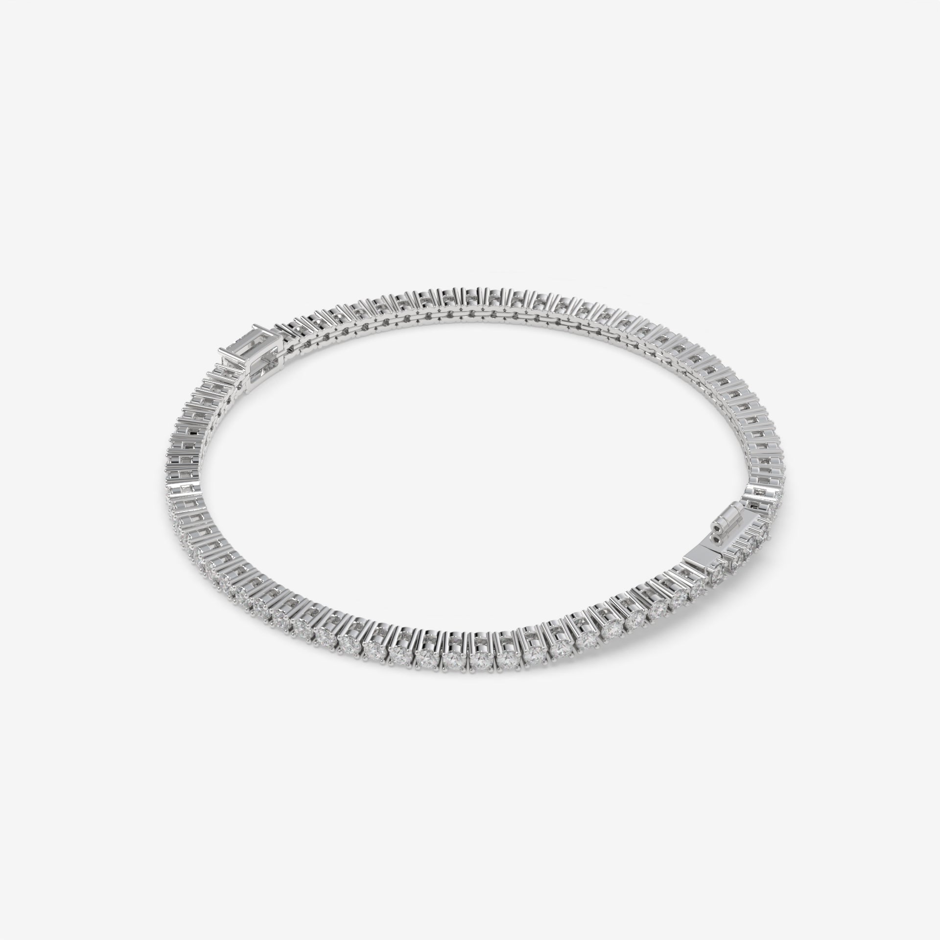 White Gold Emerald-Cut Diamond Bracelet with Round Diamonds