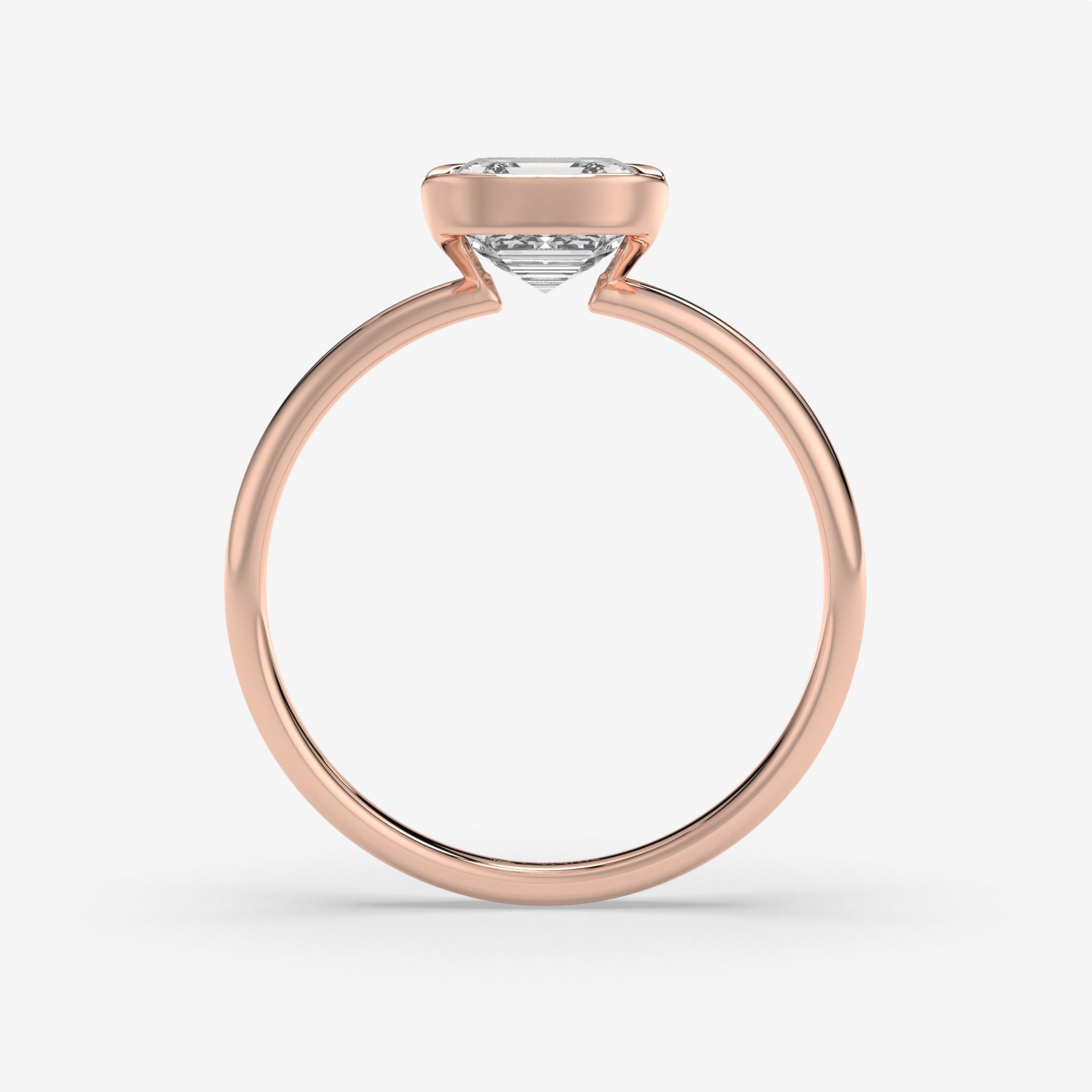 Asscher-Cut Diamond Ring with Baguette Accents in 14K Rose Gold