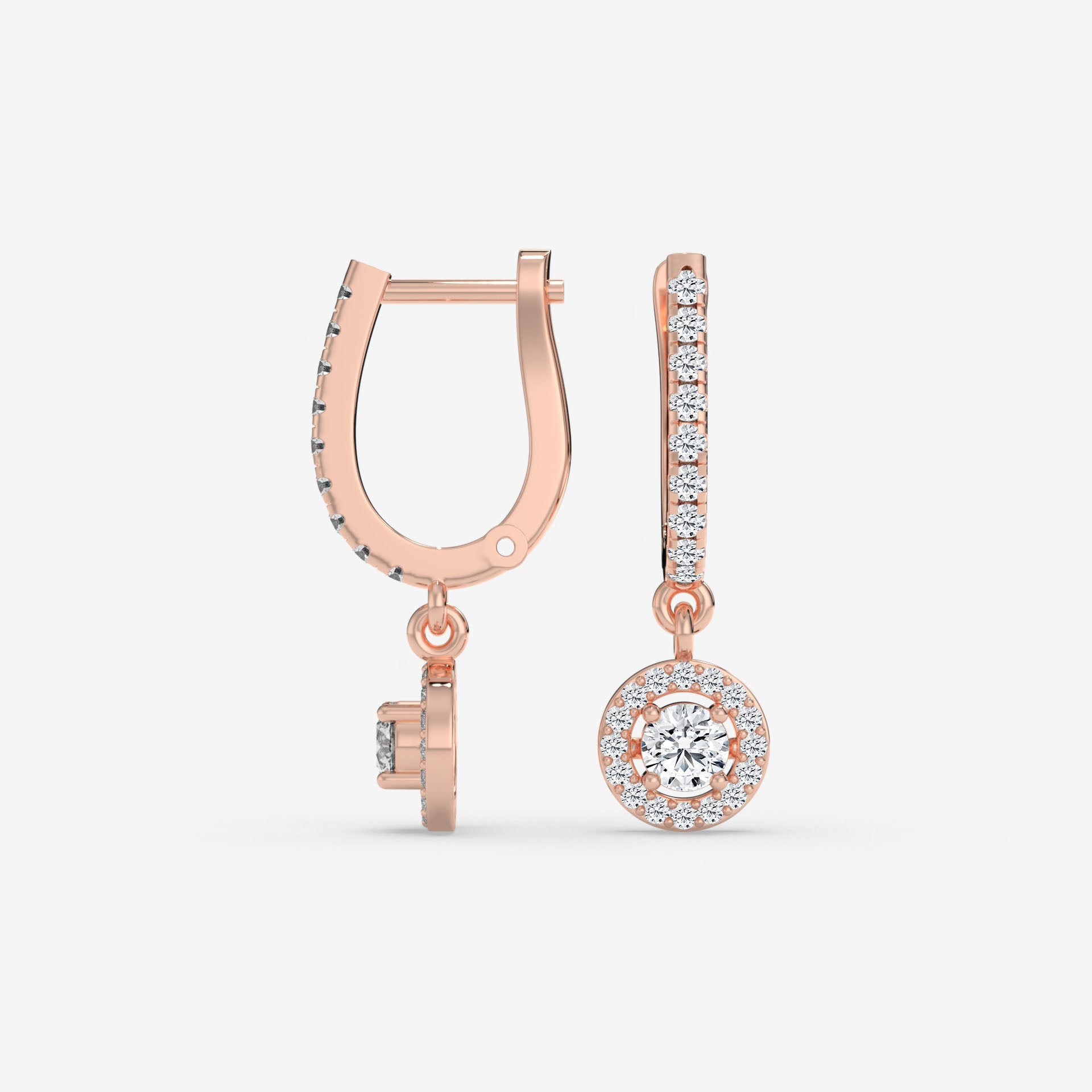 Halo Earrings in 14K Rose Gold with Lab-Grown Diamonds