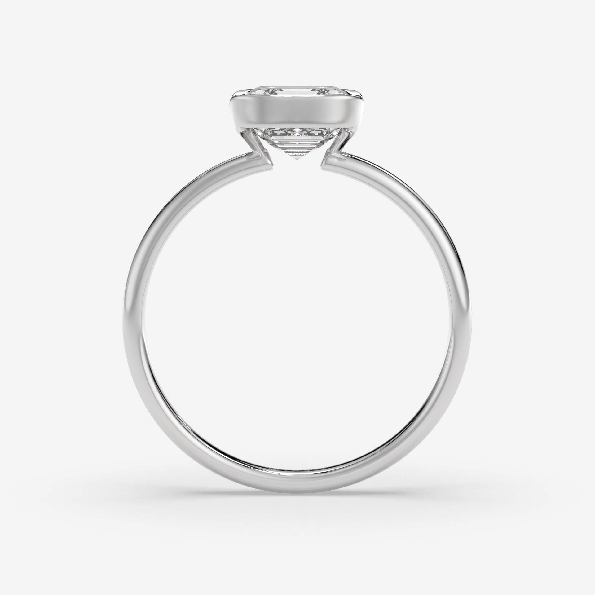 Asscher-Cut Diamond Ring with Baguette Accents in 14K White Gold
