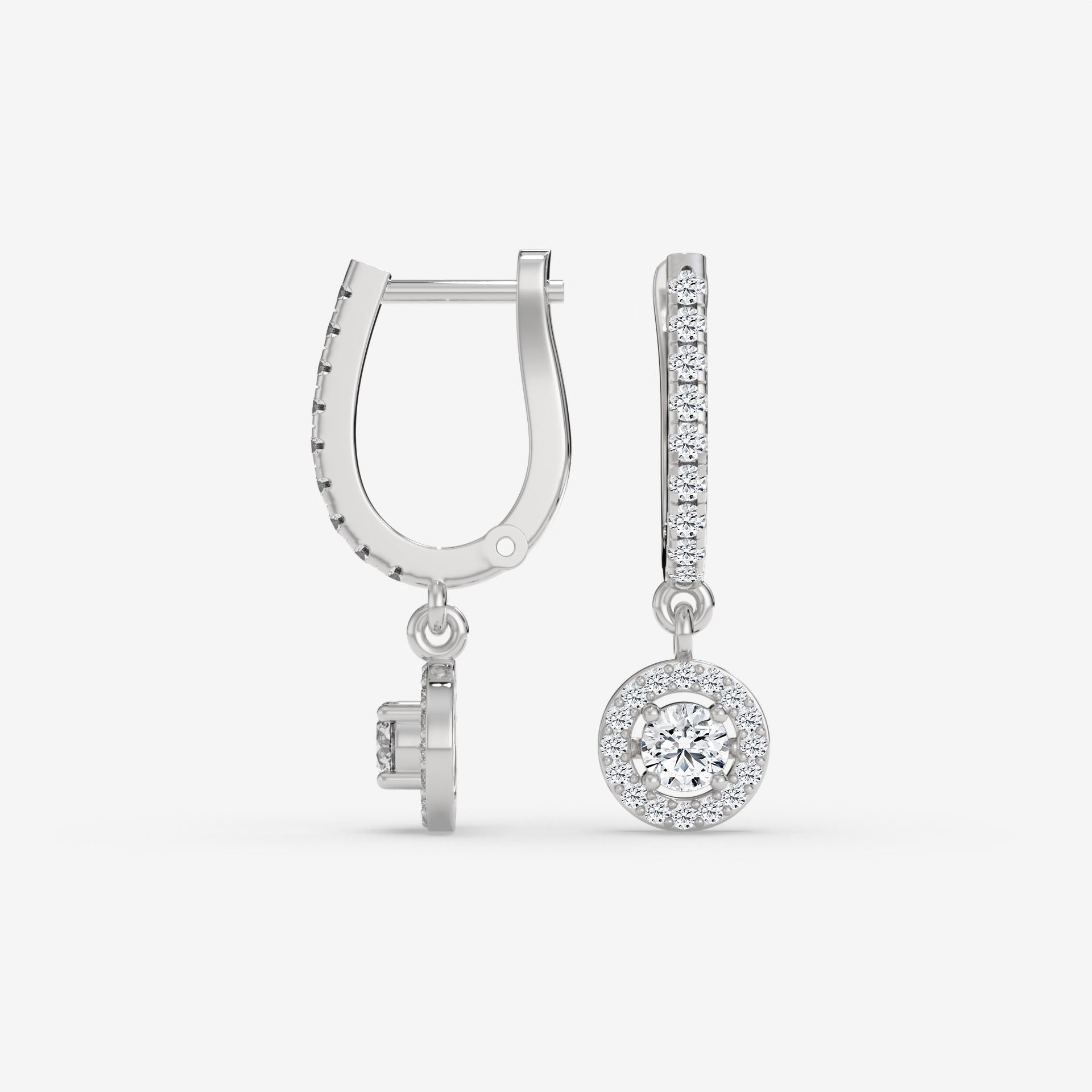 Halo Earrings in 14K White Gold with Lab-Grown Diamonds