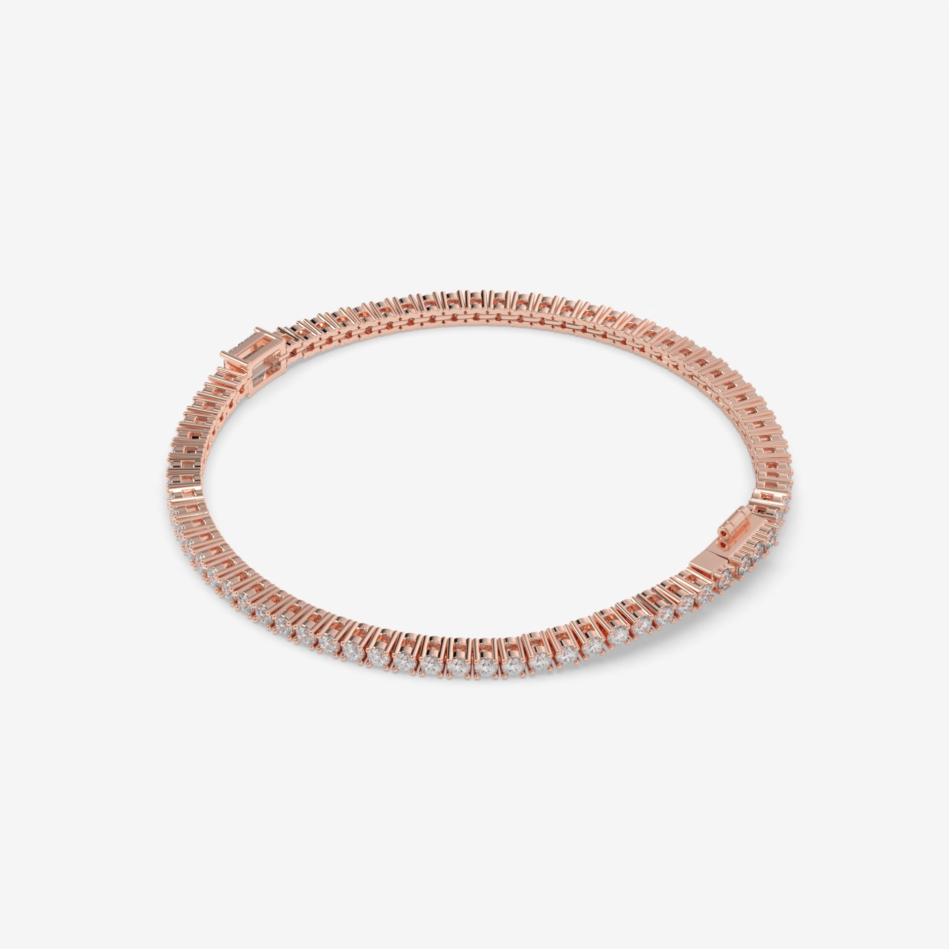 Rose Gold Emerald-Cut Diamond Bracelet with Round Diamonds