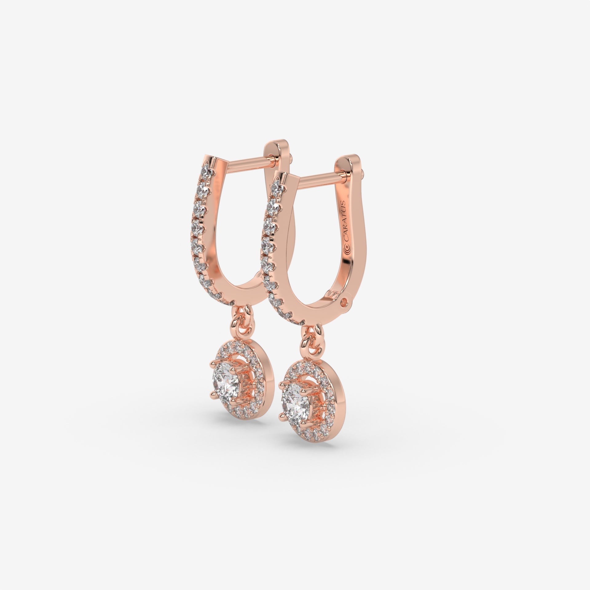 Halo Earrings in 14K Rose Gold with Lab-Grown Diamonds