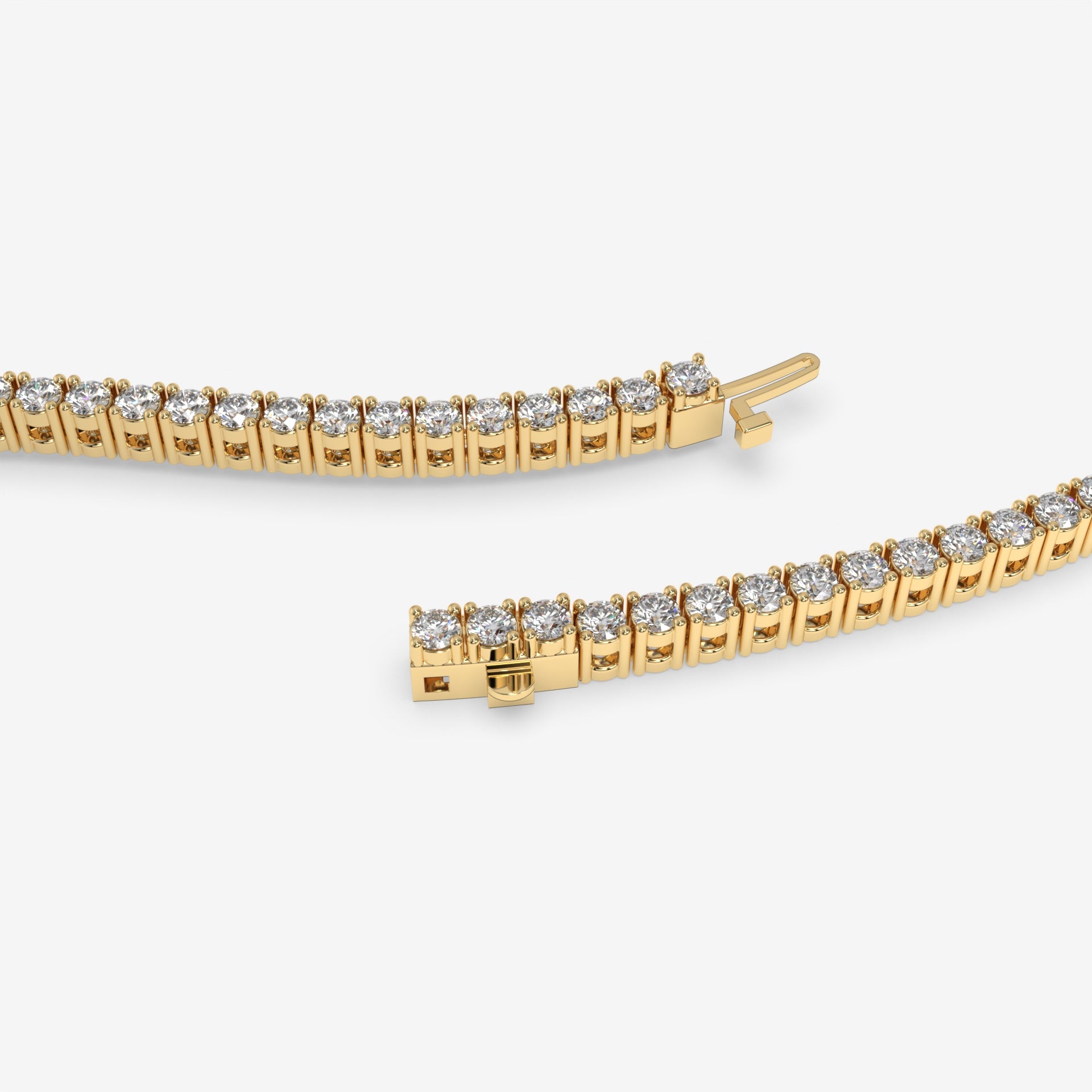 Yellow Gold Emerald-Cut Diamond Bracelet with Round Diamonds