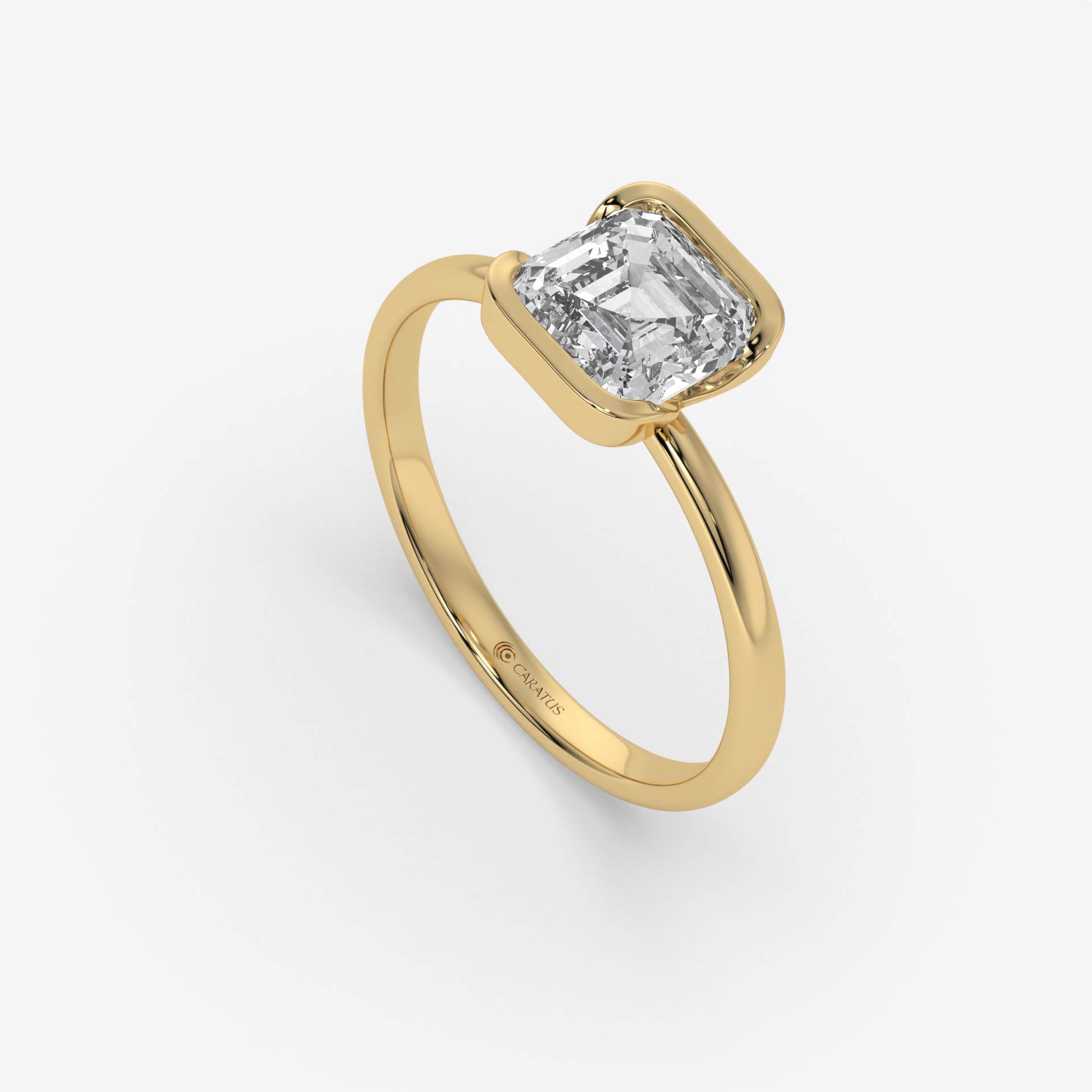 Asscher-Cut Diamond Ring with Baguette Accents in 14K Yellow Gold