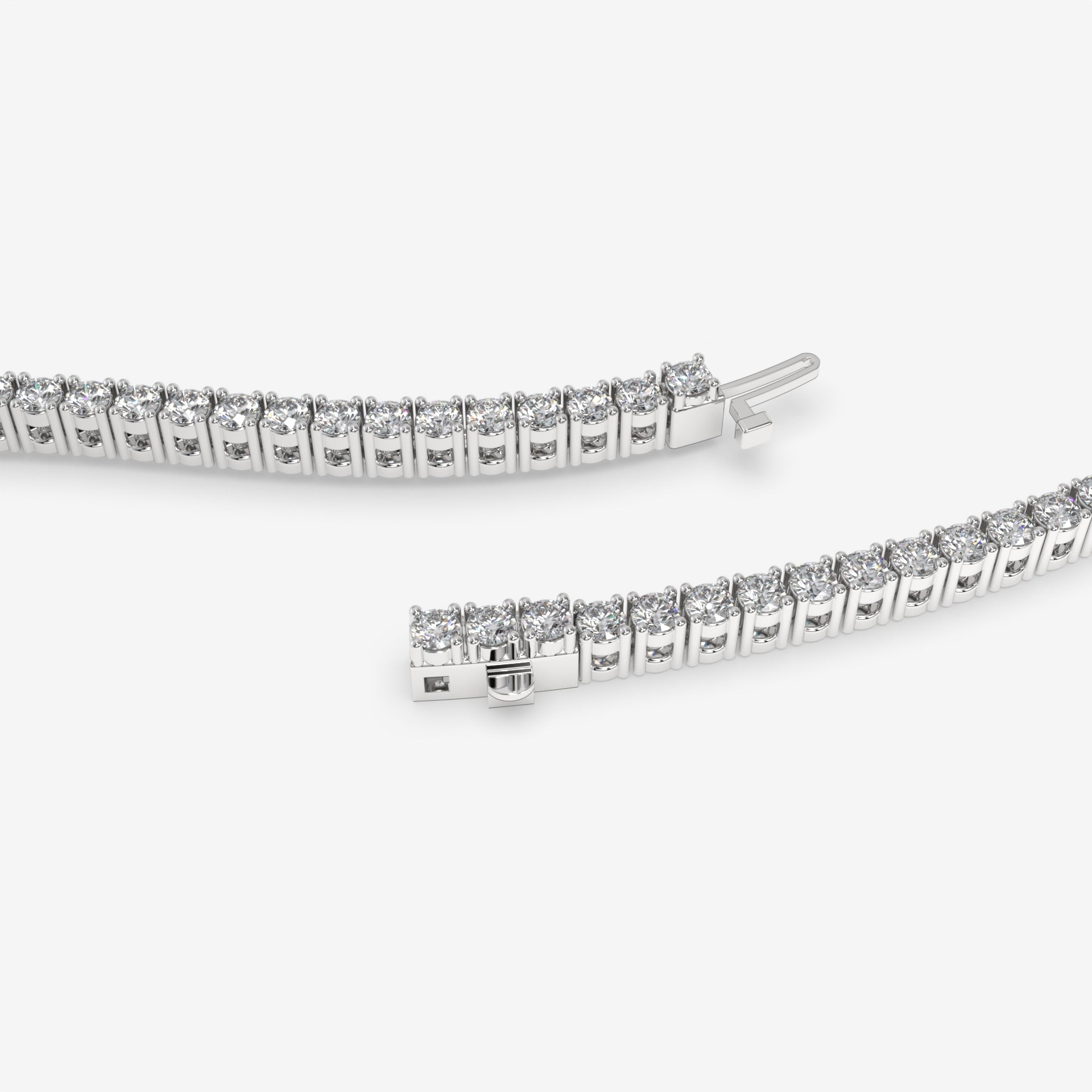 White Gold Emerald-Cut Diamond Bracelet with Round Diamonds