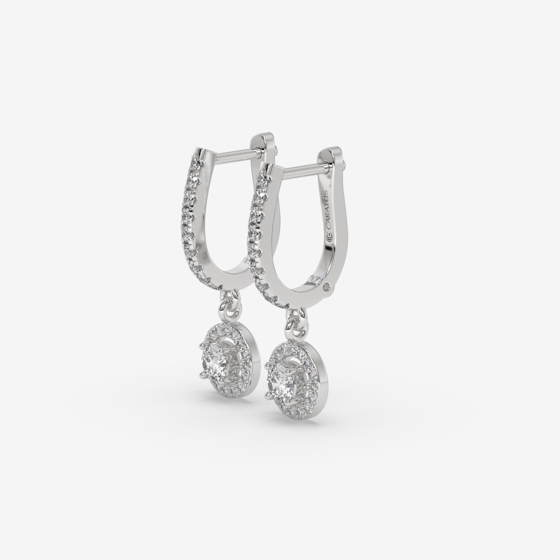 Halo Earrings in 14K White Gold with Lab-Grown Diamonds