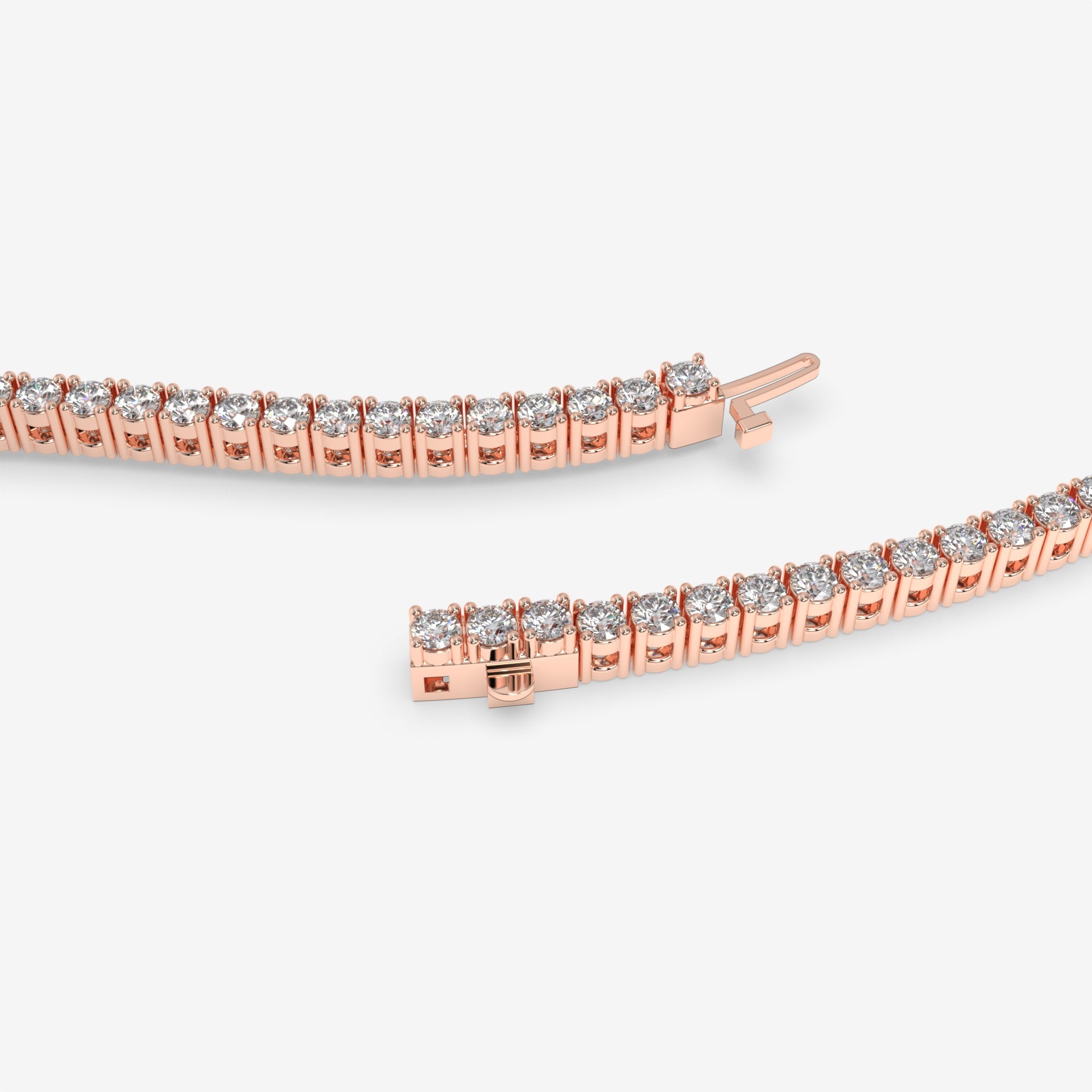 Rose Gold Emerald-Cut Diamond Bracelet with Round Diamonds