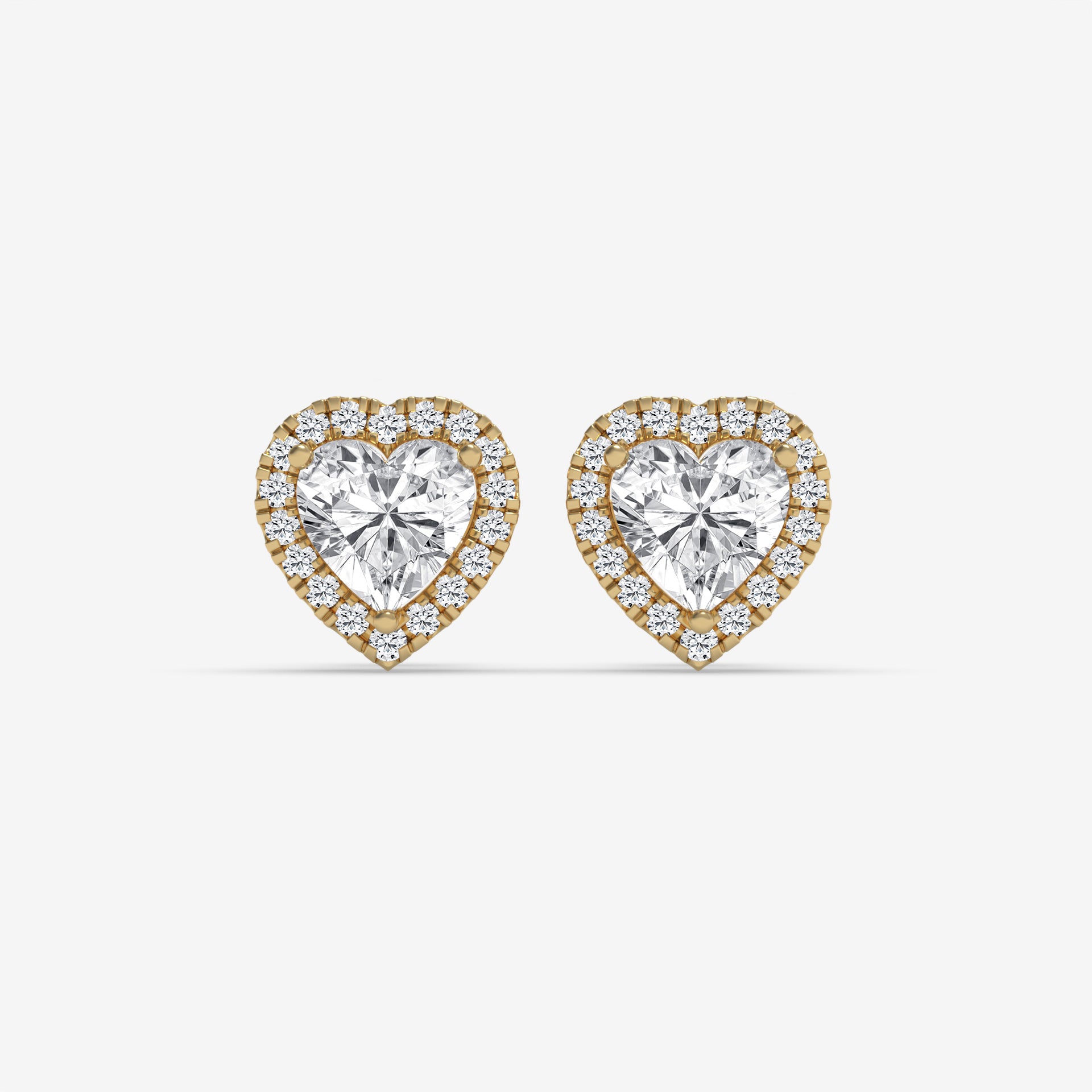 Heart-Shaped Diamond Halo Earrings in White Gold