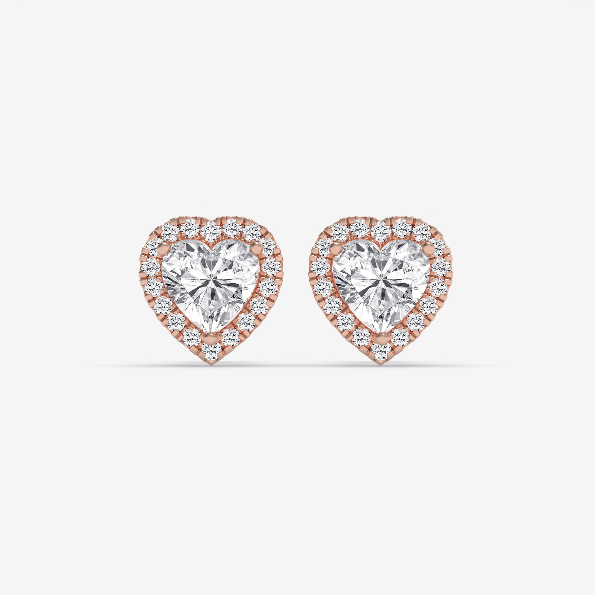 Heart-Shaped Diamond Halo Earrings in White Gold