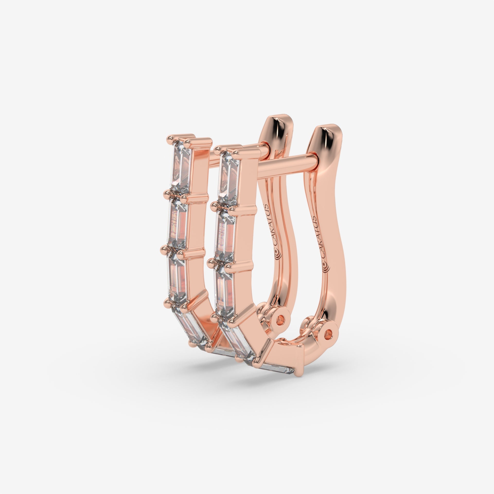 Baguette-Cut Diamond Hoop Earrings in 14K Rose Gold