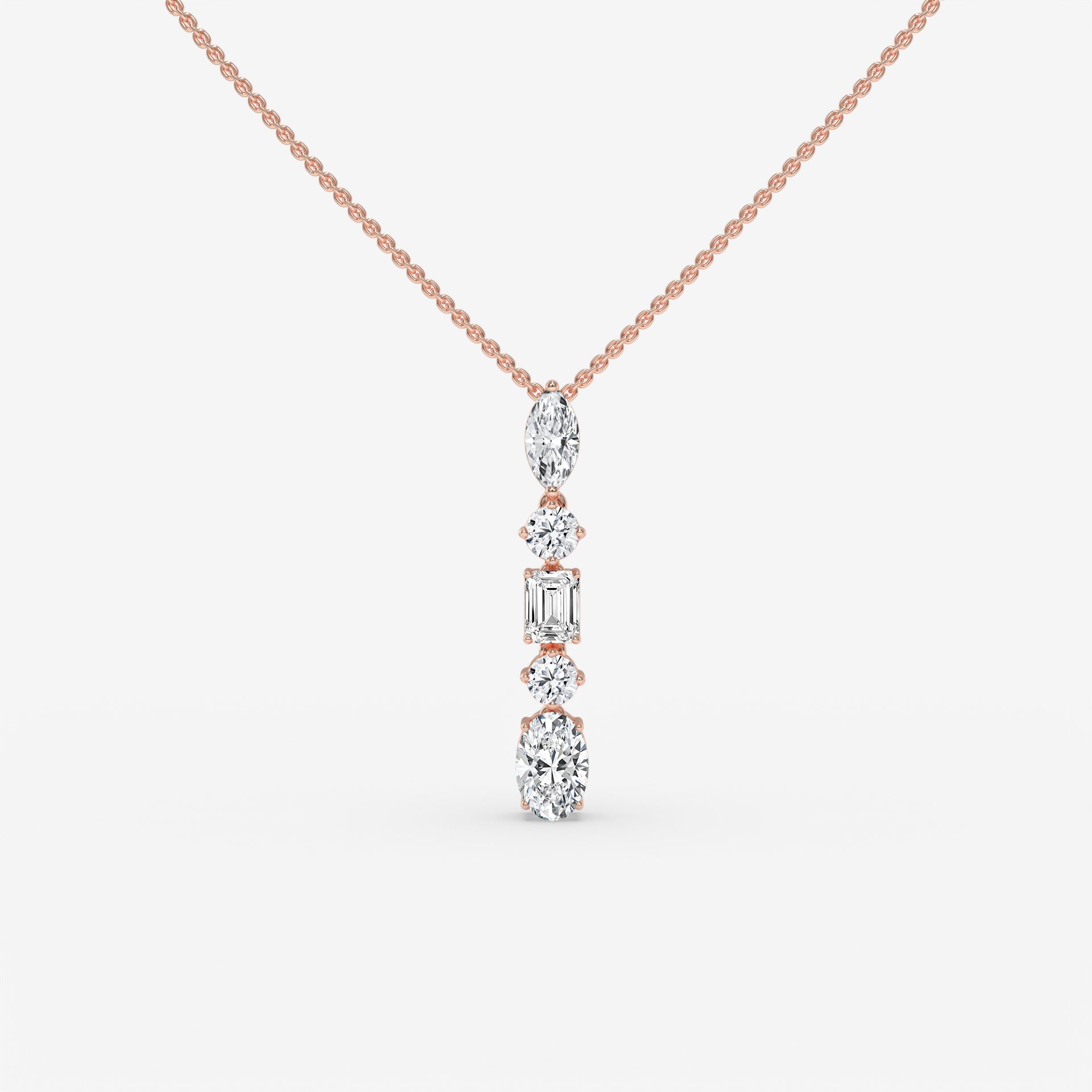 Diamond Pendant in White Gold with Modern Blend of Shapes