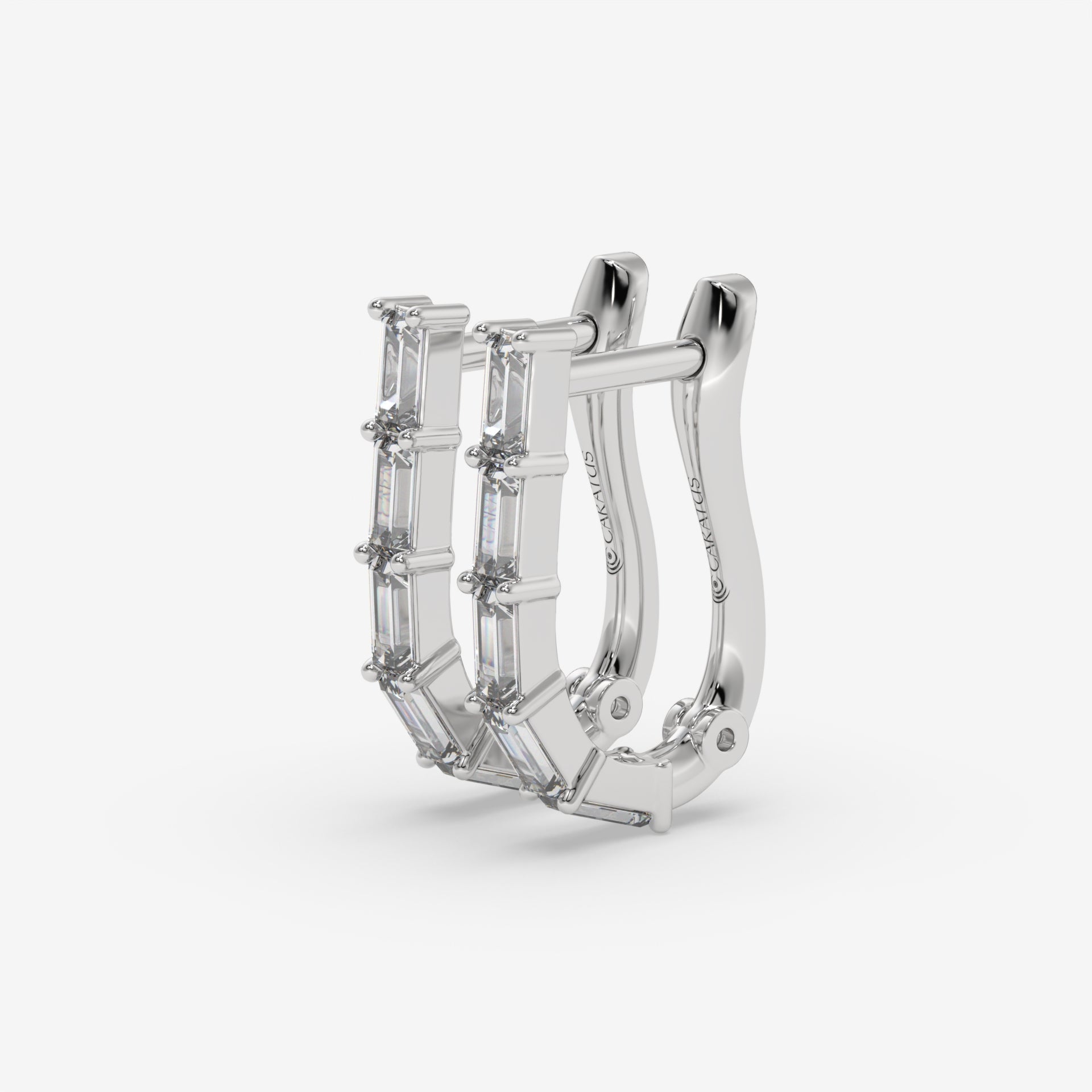 Baguette-Cut Diamond Hoop Earrings in 14K Yellow Gold