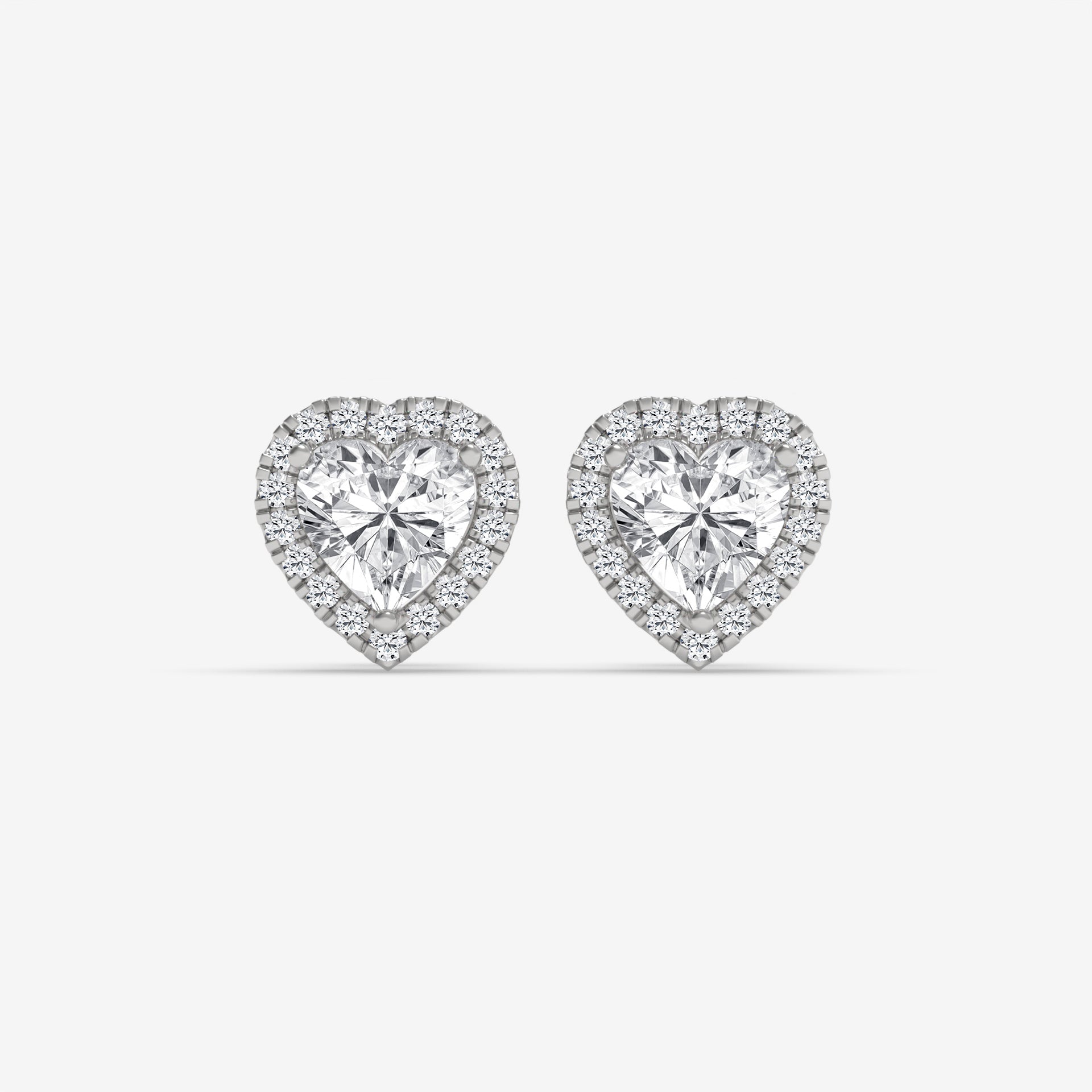 Heart-Shaped Diamond Halo Earrings in White Gold