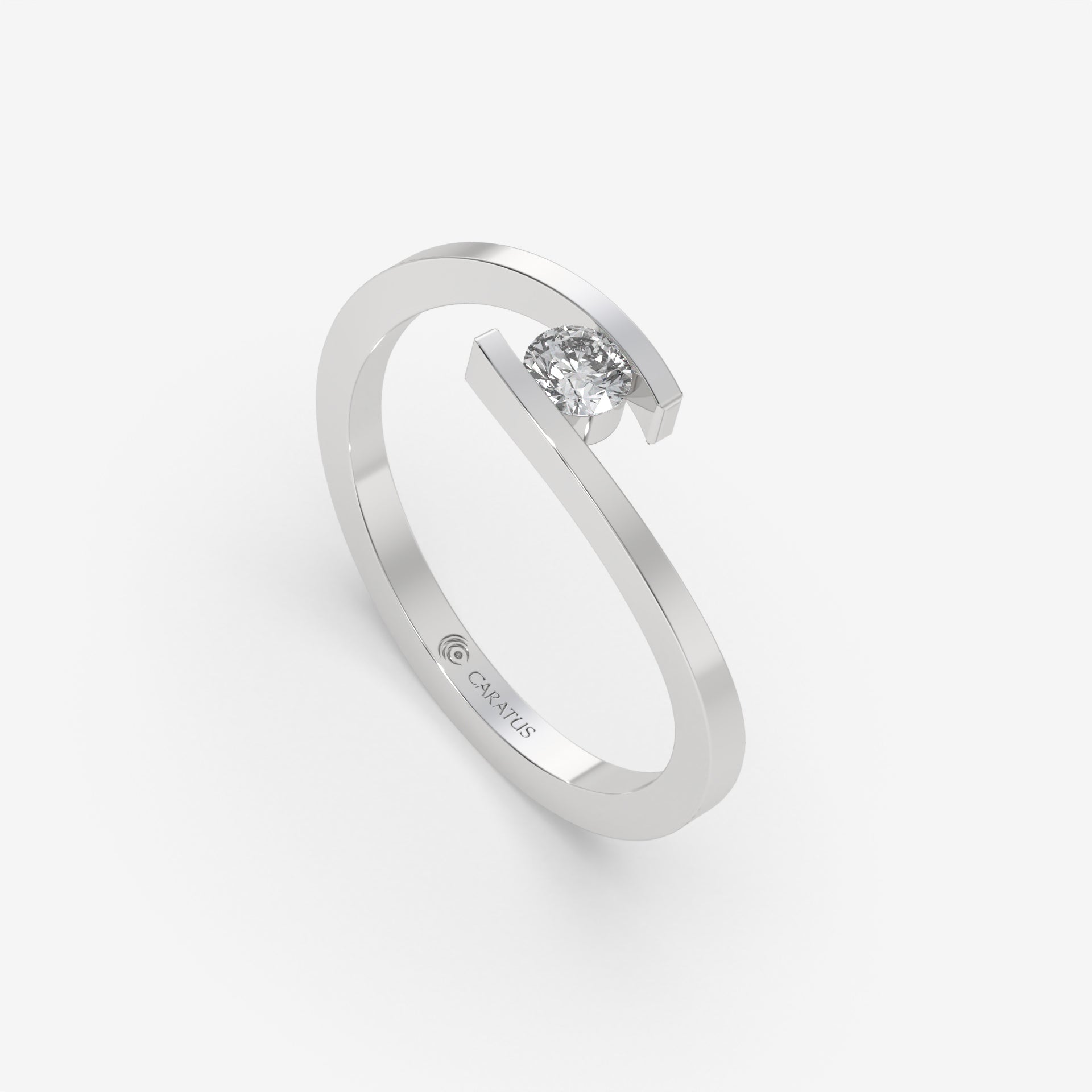 14K White Gold Round-cut Diamond Engagement Ring