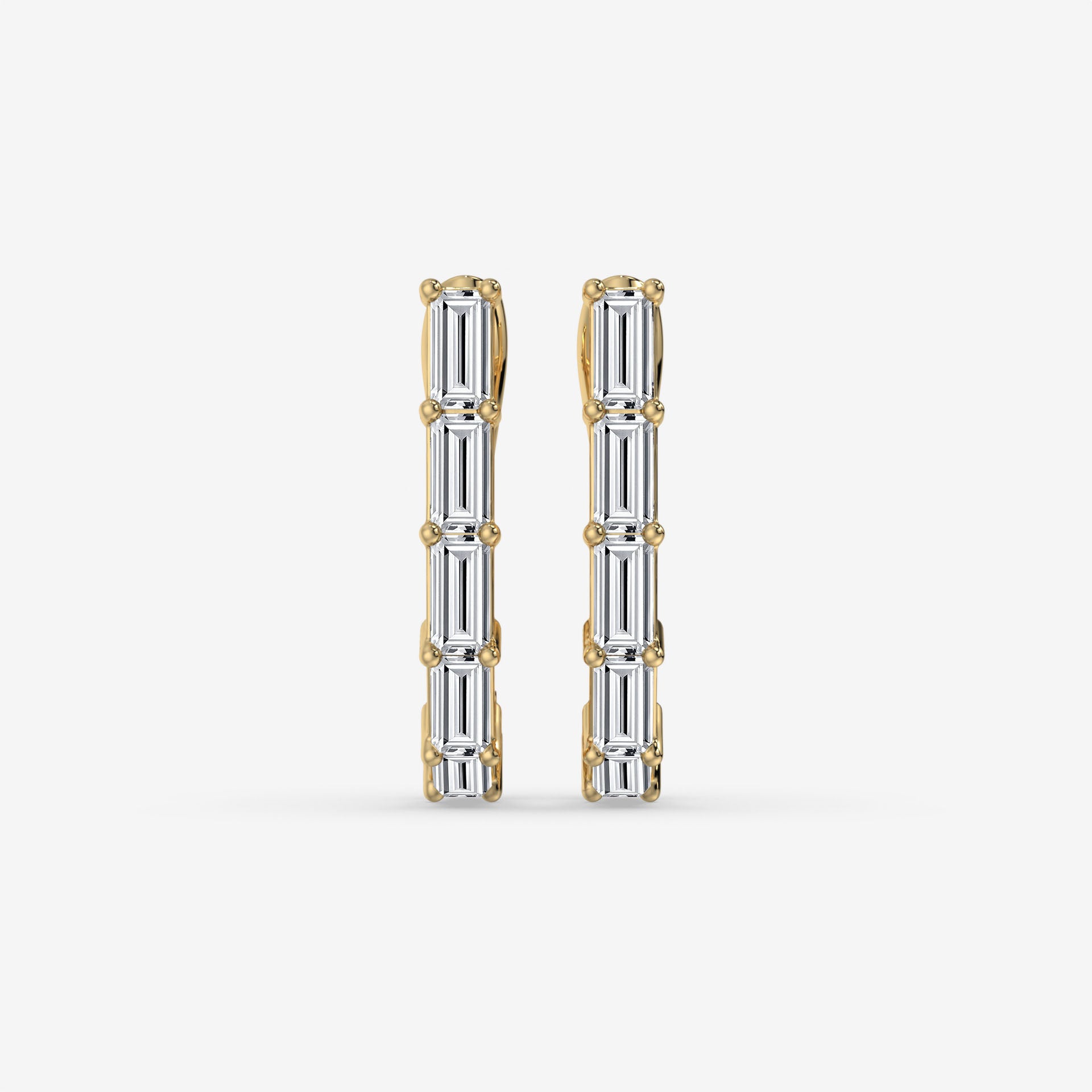 Baguette-Cut Diamond Hoop Earrings in 14K White Gold
