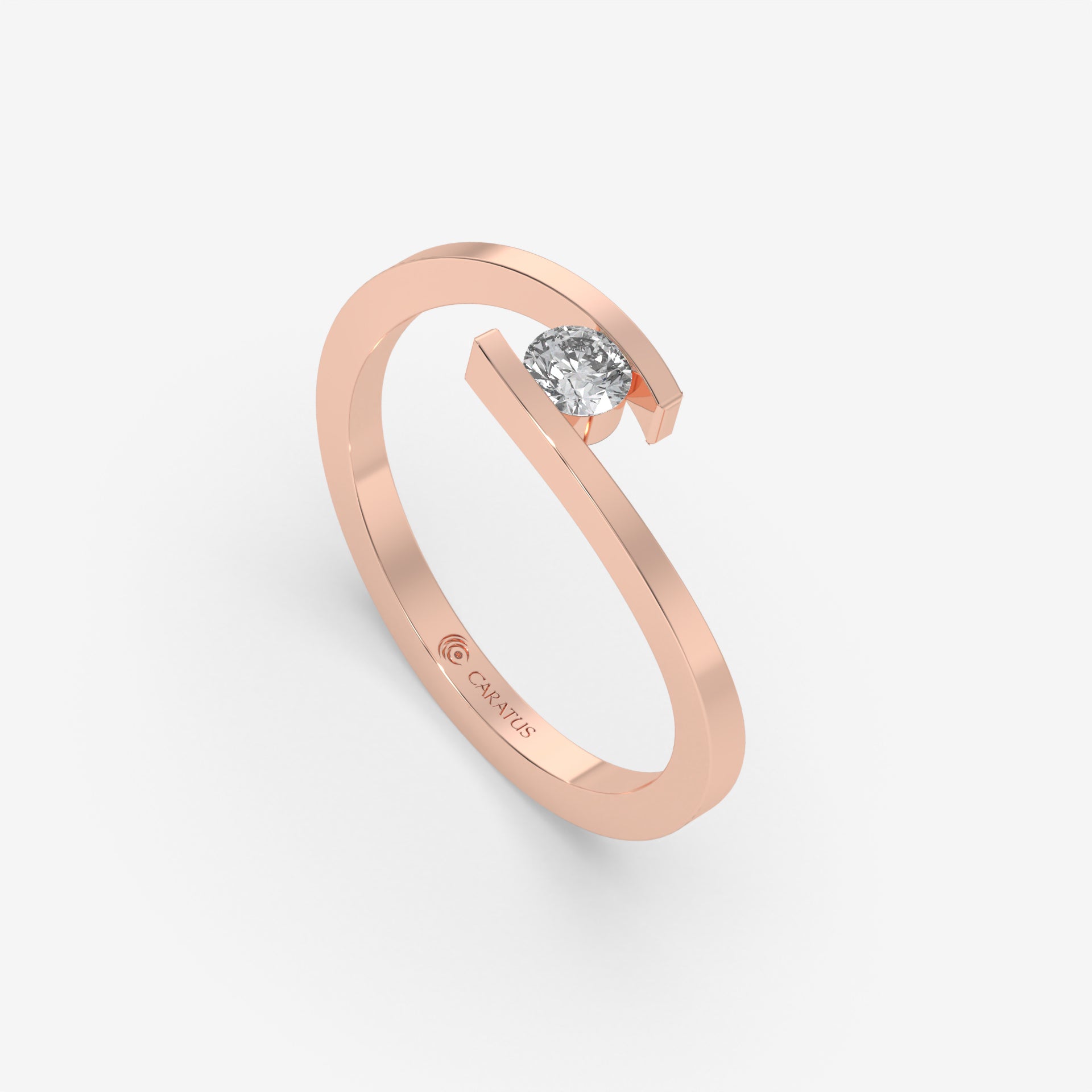 14K Rose Gold Round-cut Diamond Engagement Ring