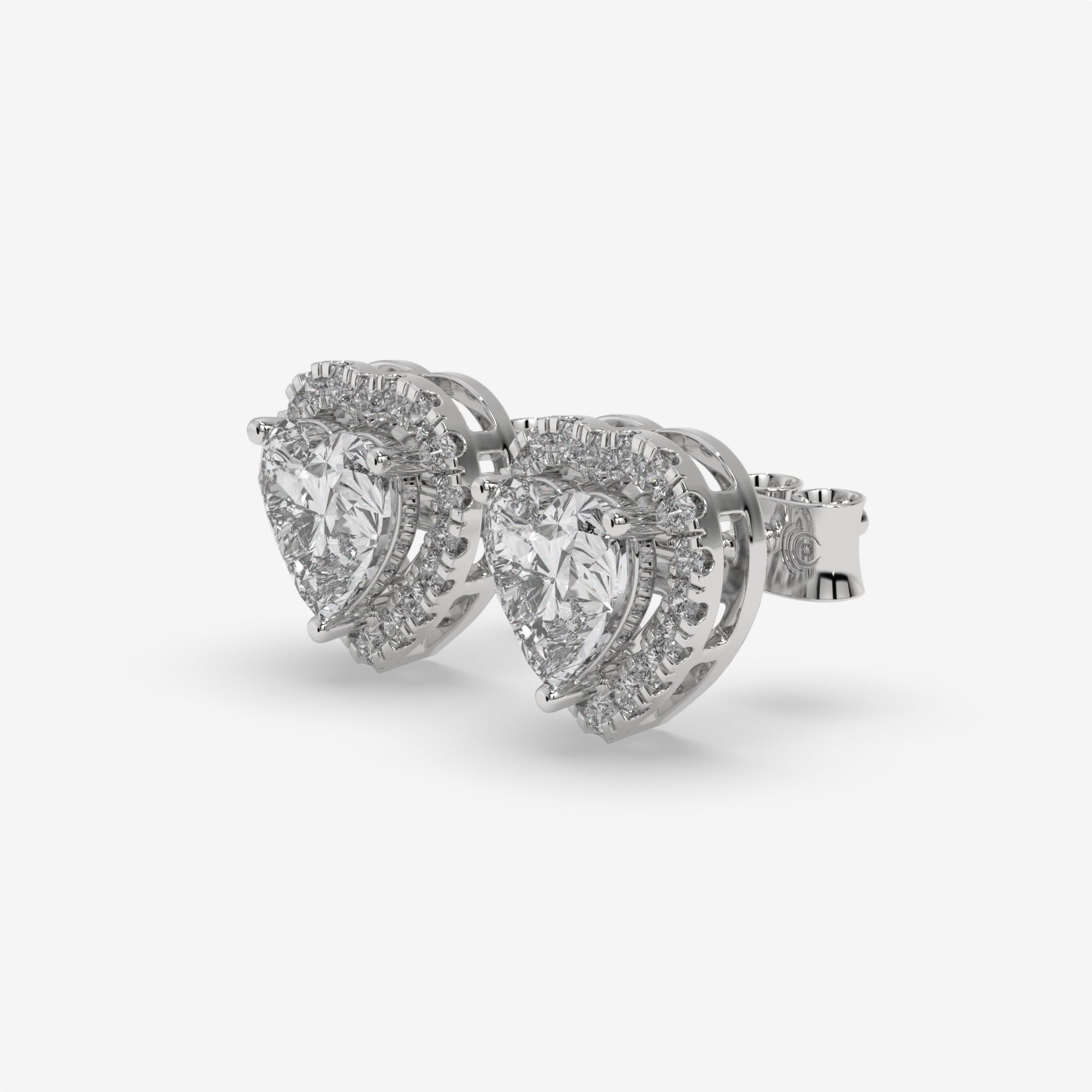 Heart-Shaped Diamond Halo Earrings in White Gold