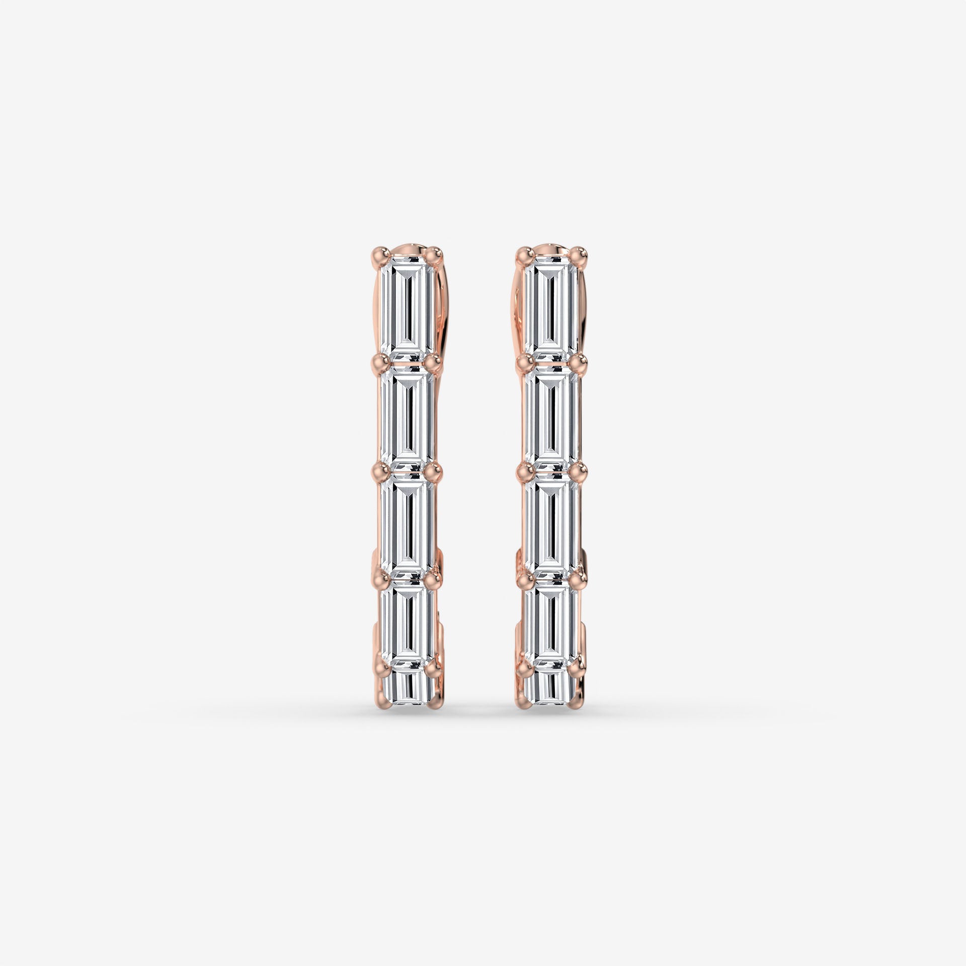 Baguette-Cut Diamond Hoop Earrings in 14K White Gold