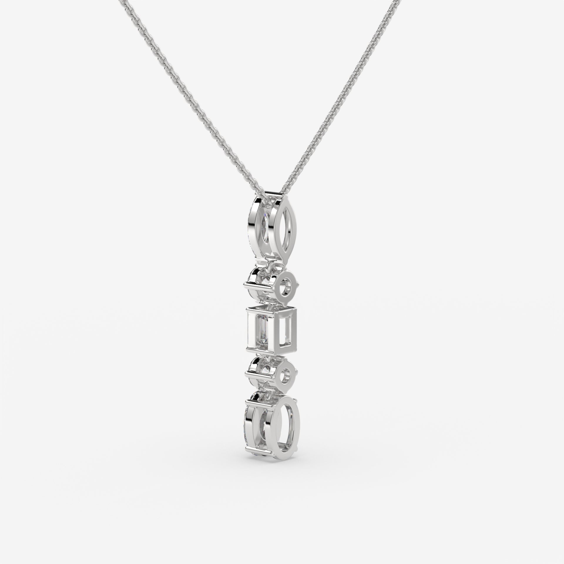 Diamond Pendant in White Gold with Modern Blend of Shapes
