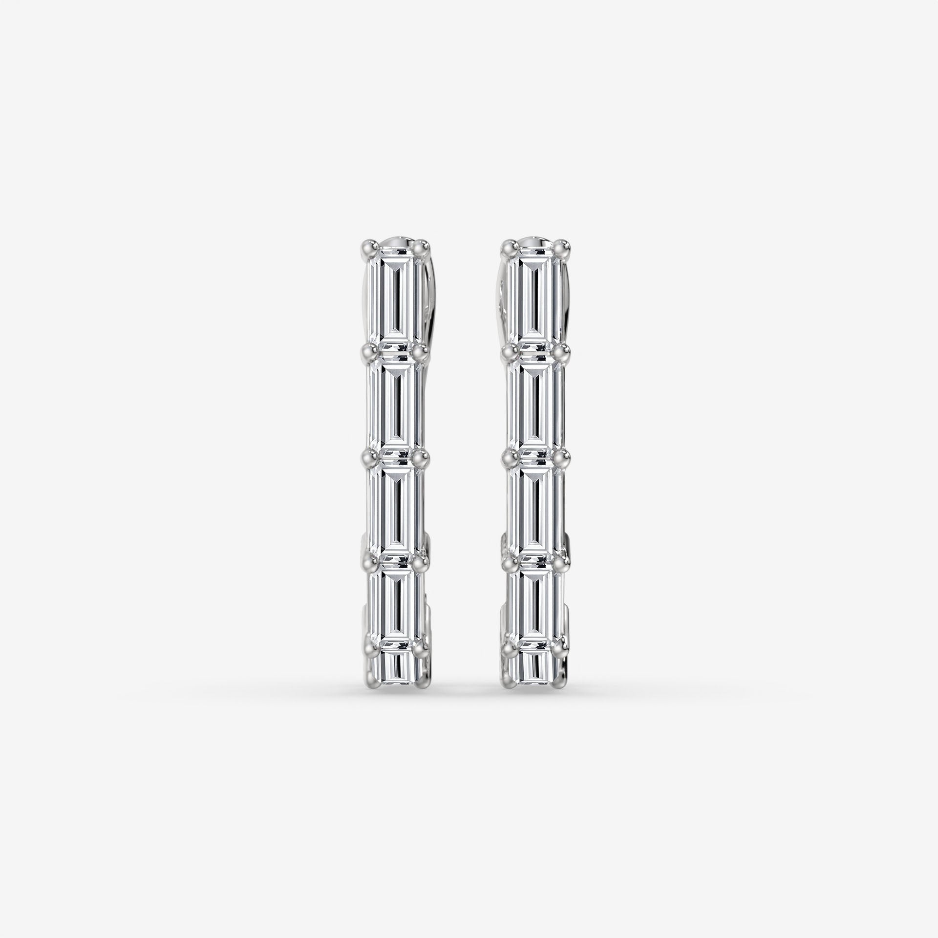Baguette-Cut Diamond Hoop Earrings in 14K White Gold