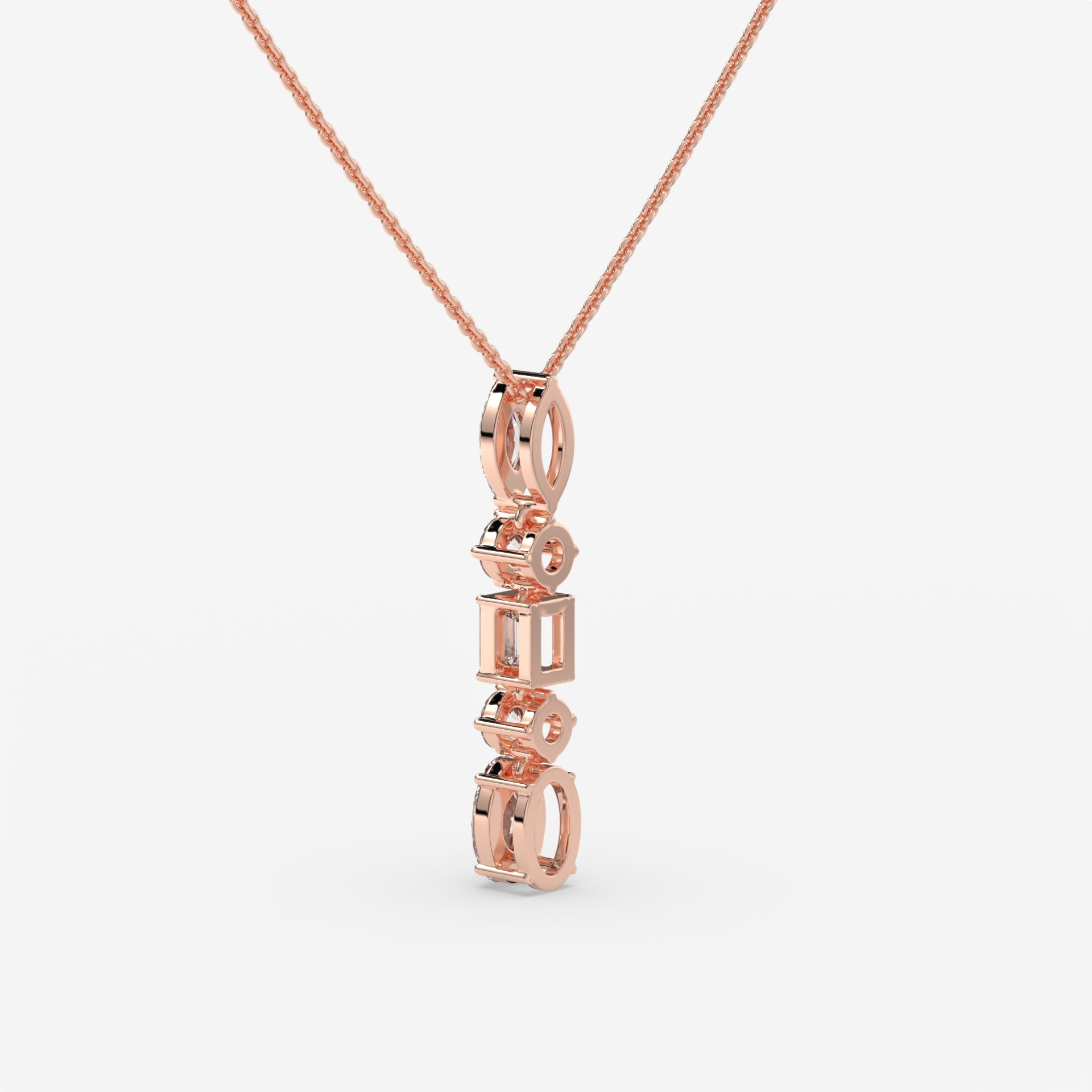 Diamond Pendant in Rose Gold with Modern Blend of Shapes