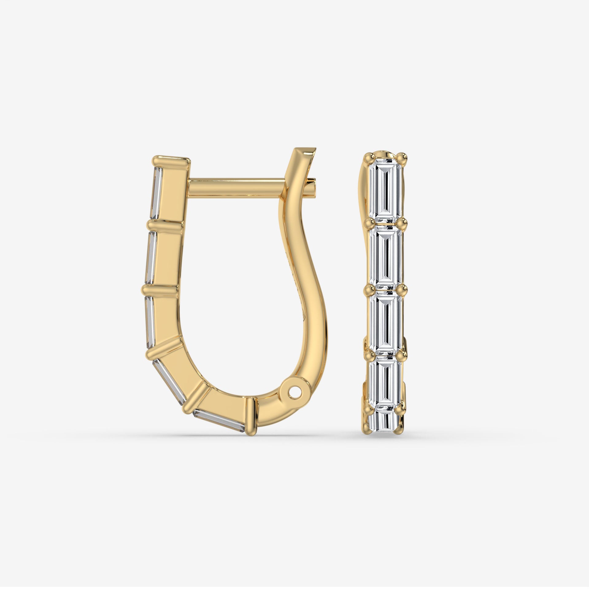 Baguette-Cut Diamond Hoop Earrings in 14K Yellow Gold