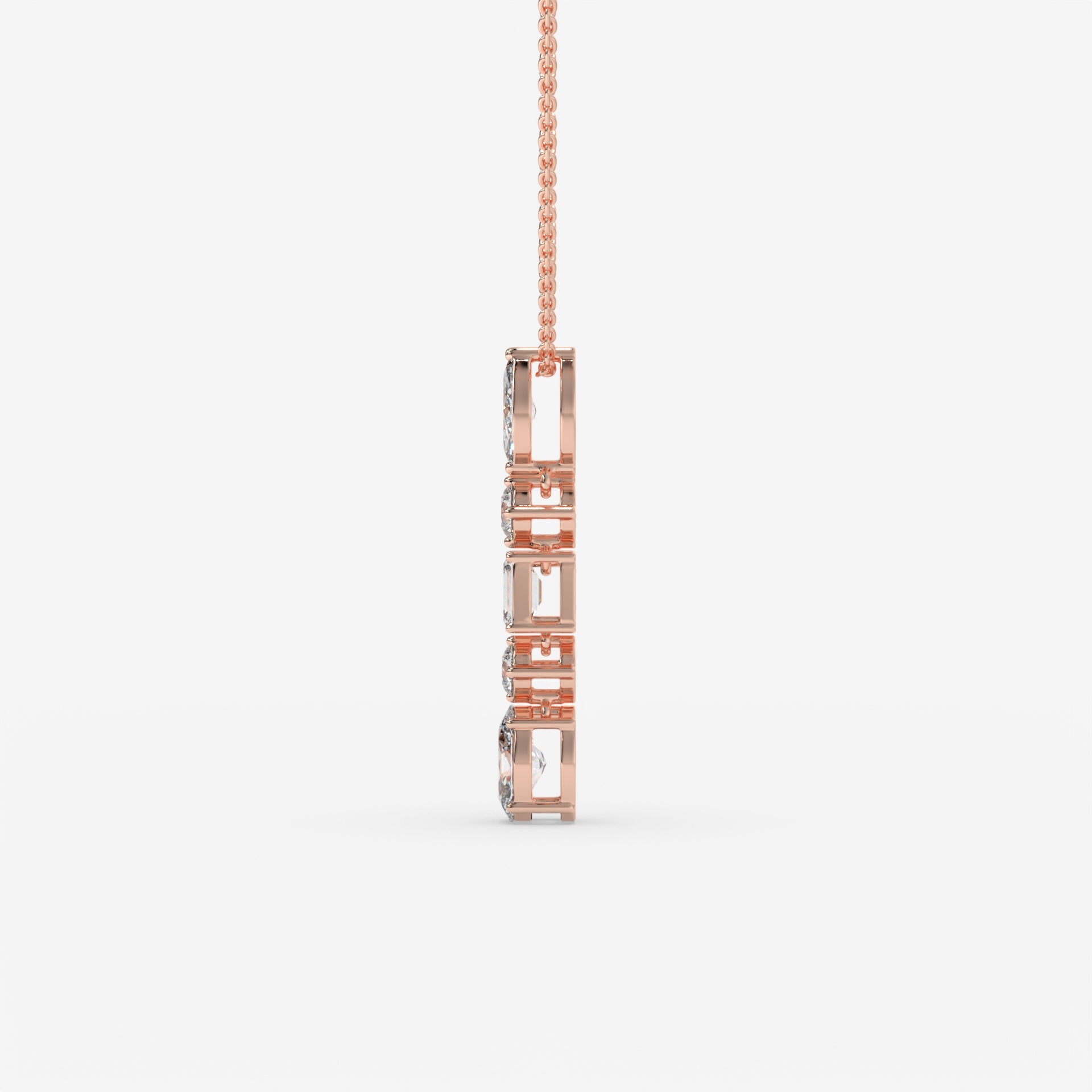 Diamond Pendant in Rose Gold with Modern Blend of Shapes